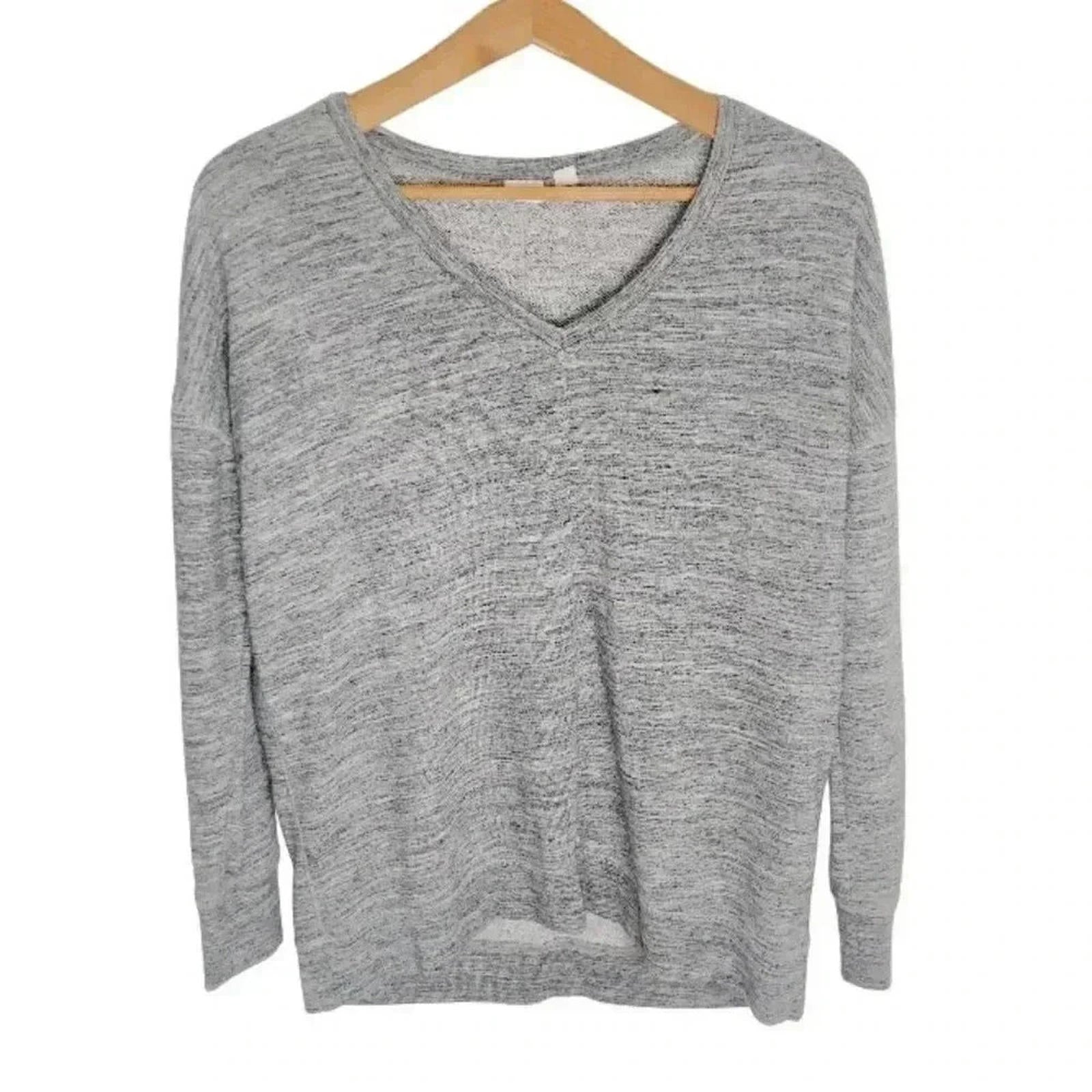 Gap Grey Heathered Terrycloth V Neck Sweatshirt Women's Size XS Lounge by Hot Girl Secondhand