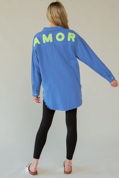 AMOR RAW HEM HALF BUTTON SHIRT by RAËLIV