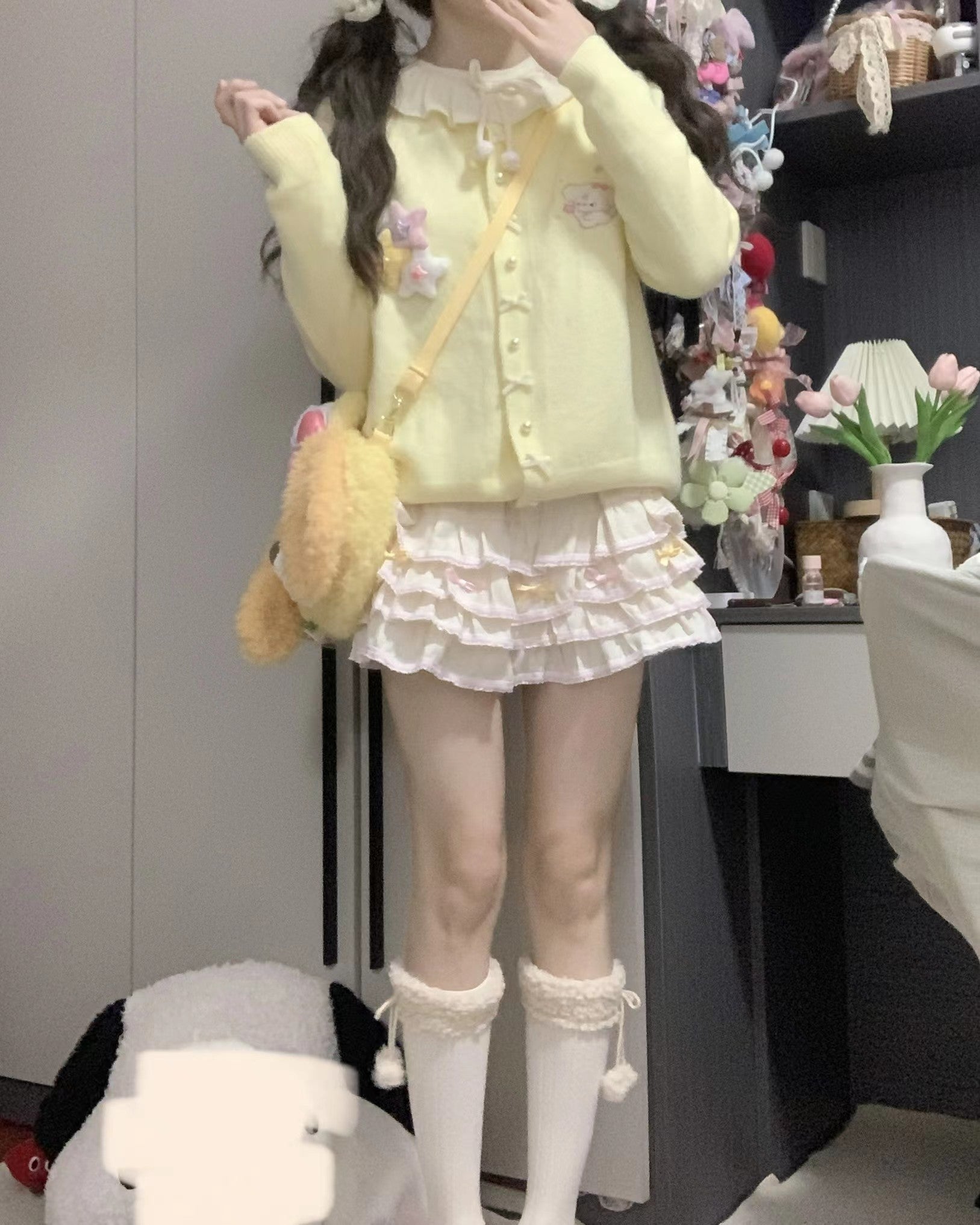 Kawaii Lace Puff Skirt - Blurred Bear by Land Decora