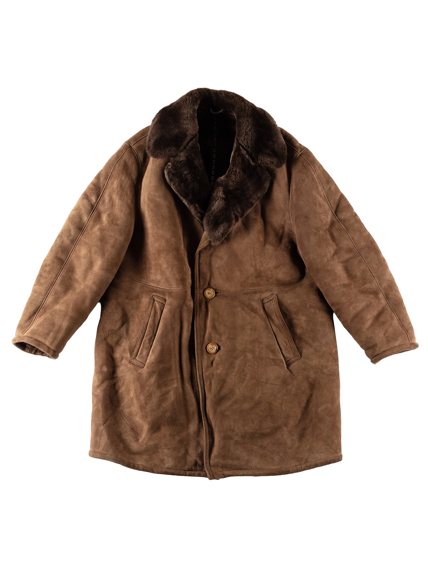 Vintage 90's Men Sheepskin Coat in Brown by Northern Grip