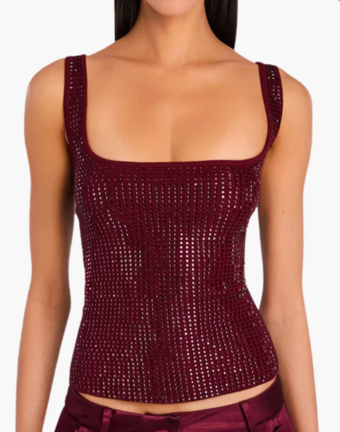 Retrofete Marzia Embellished Top in Port by Sierra Deene