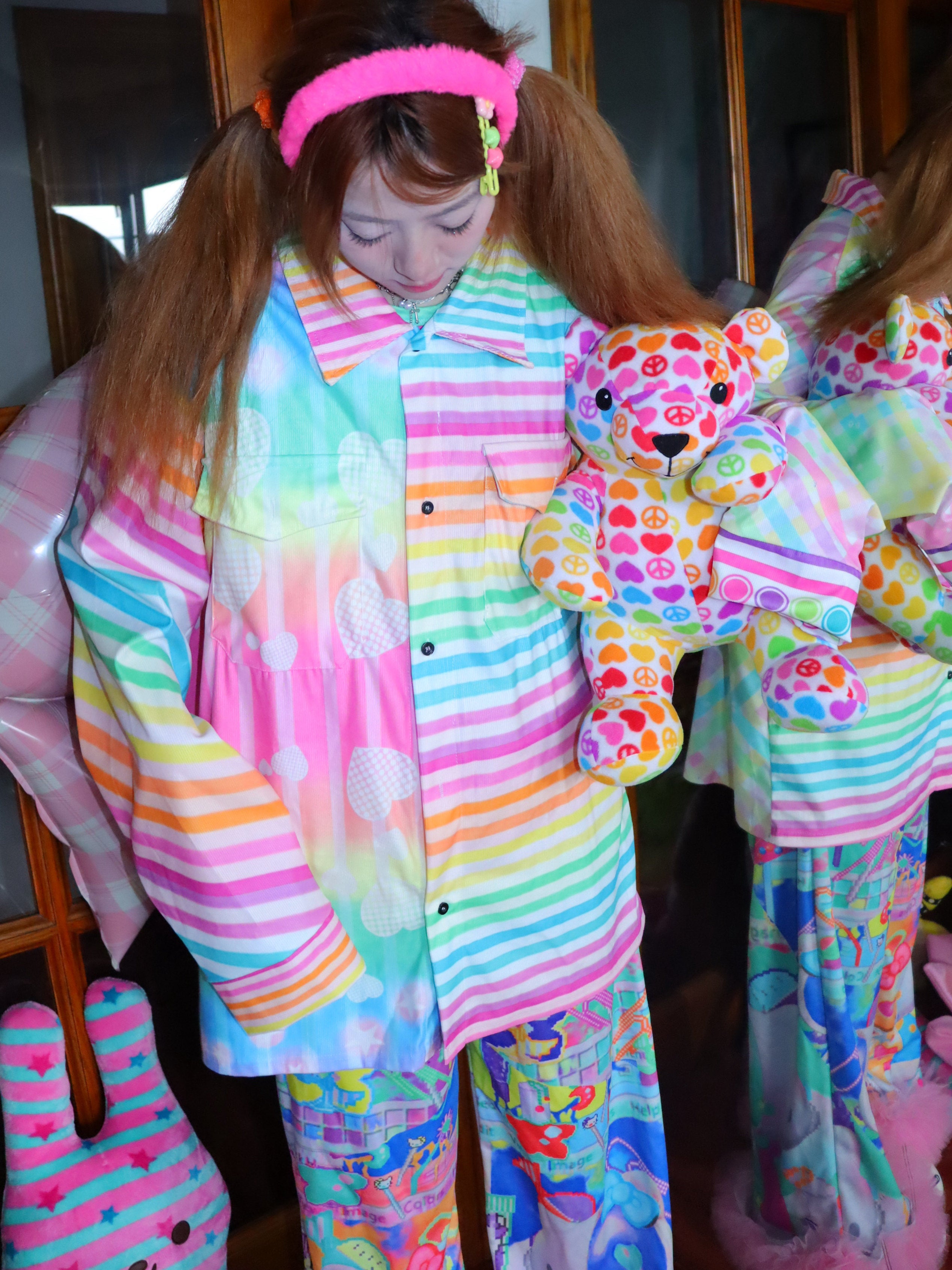 Decora Kei Rainbow Stripe Shirt - LEERROO by Land Decora