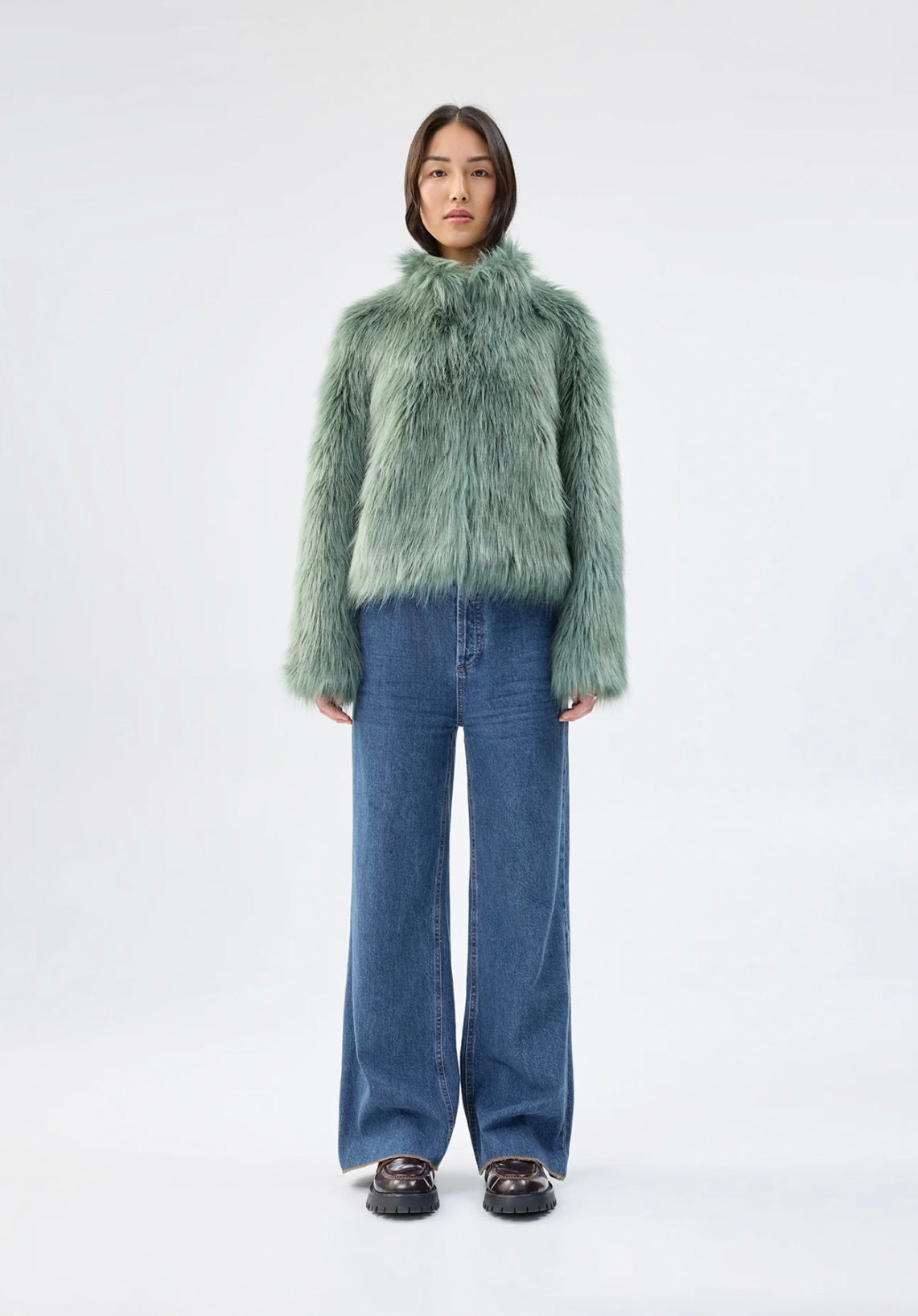 Unreal Fur Fur Delish Jacket in Sage by Sierra Deene