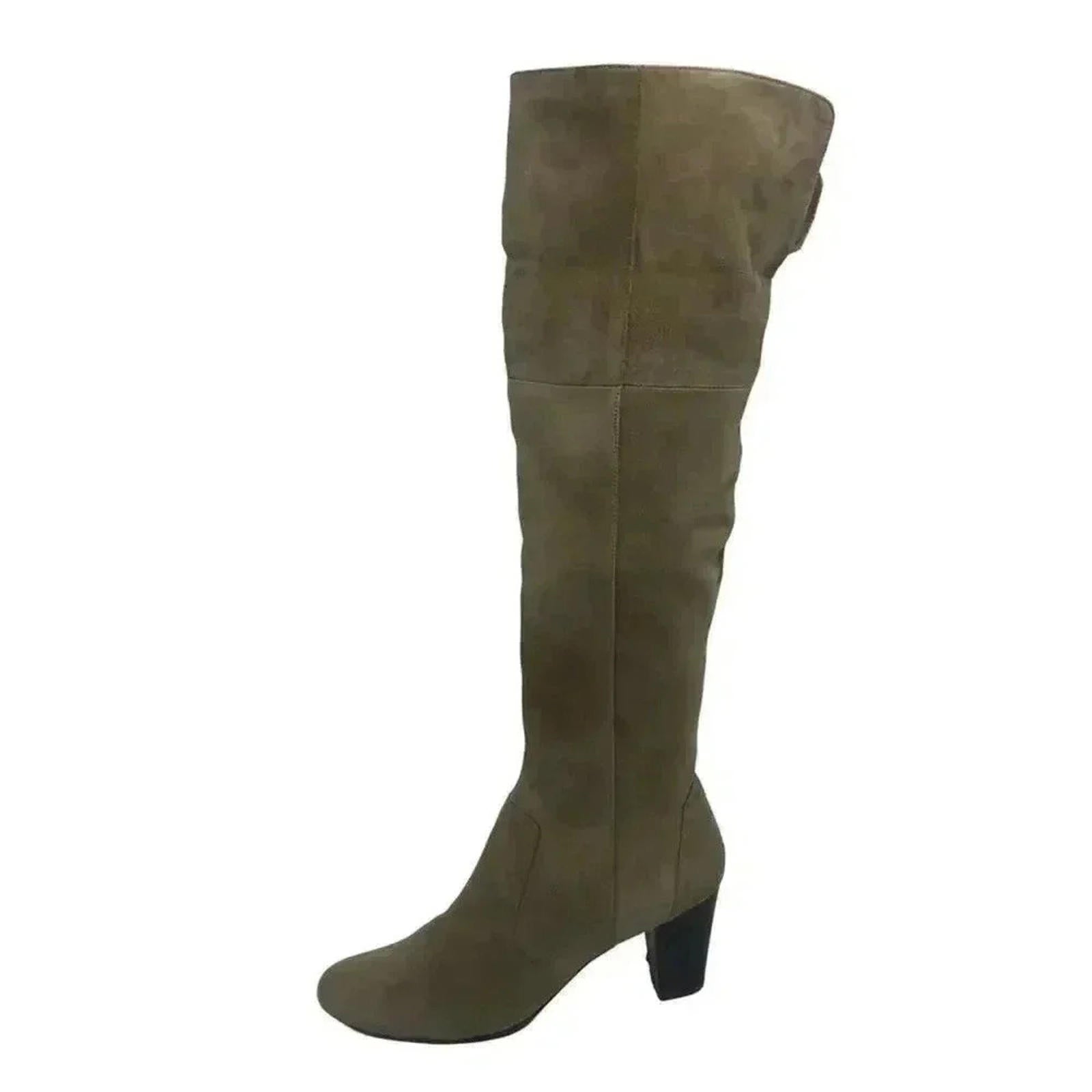 Bardolino Thigh High Tan Suede Heeled Boots Over Knee Women's Size 6 by Hot Girl Secondhand