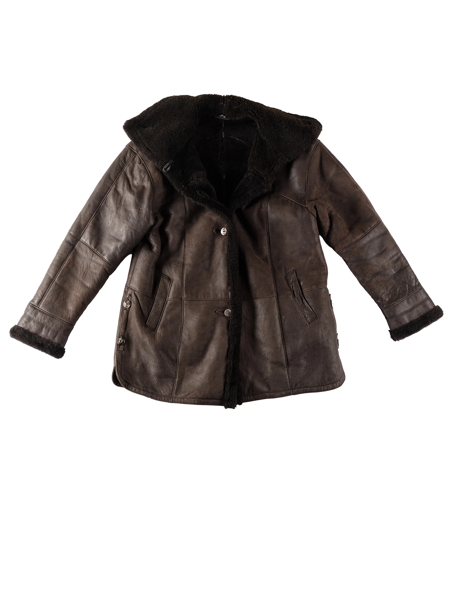 Vintage 80's Women Sheepskin Coat in Brown by Northern Grip