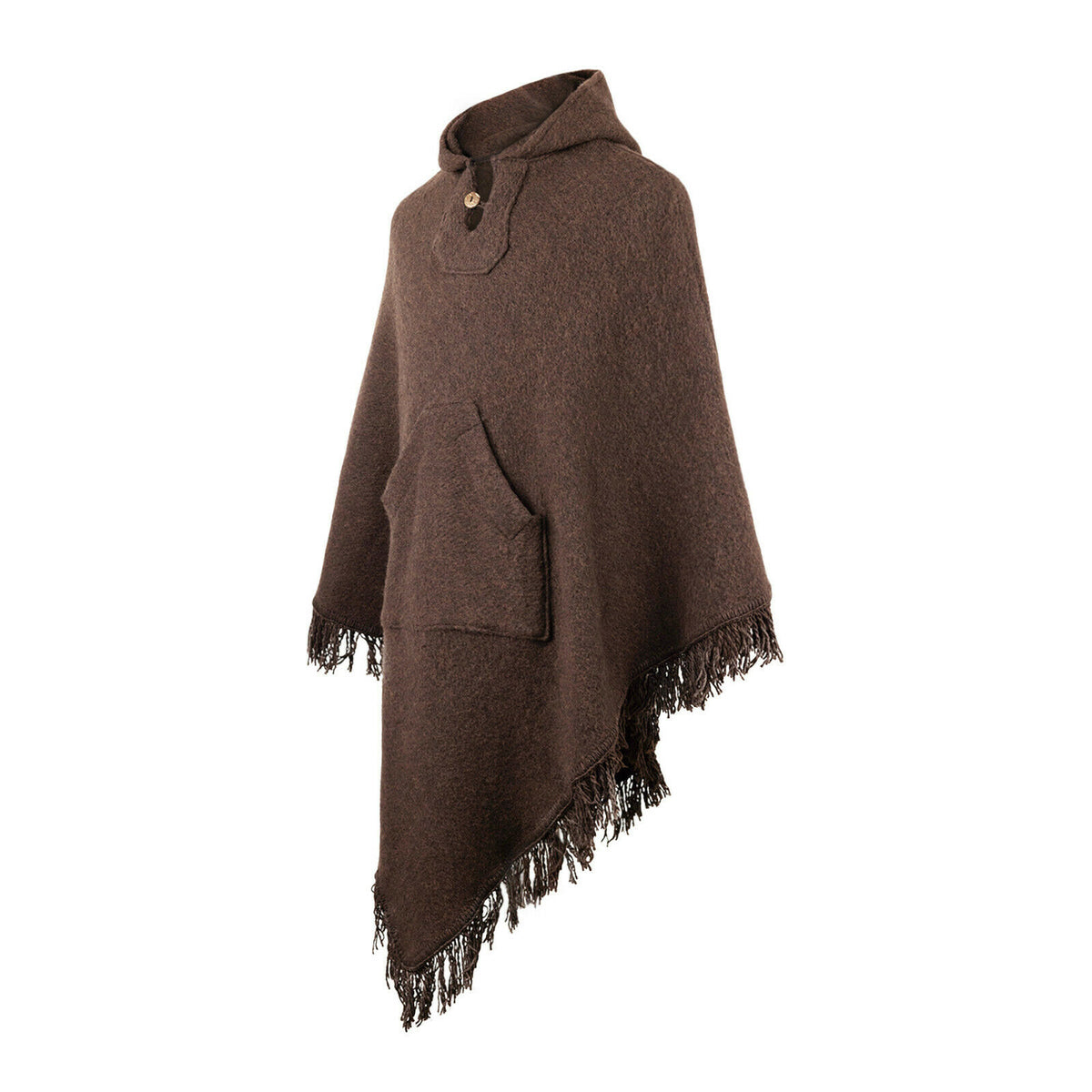 Surfers Poncho with hood and pocket llama wool - BROWN by ECUALAMA