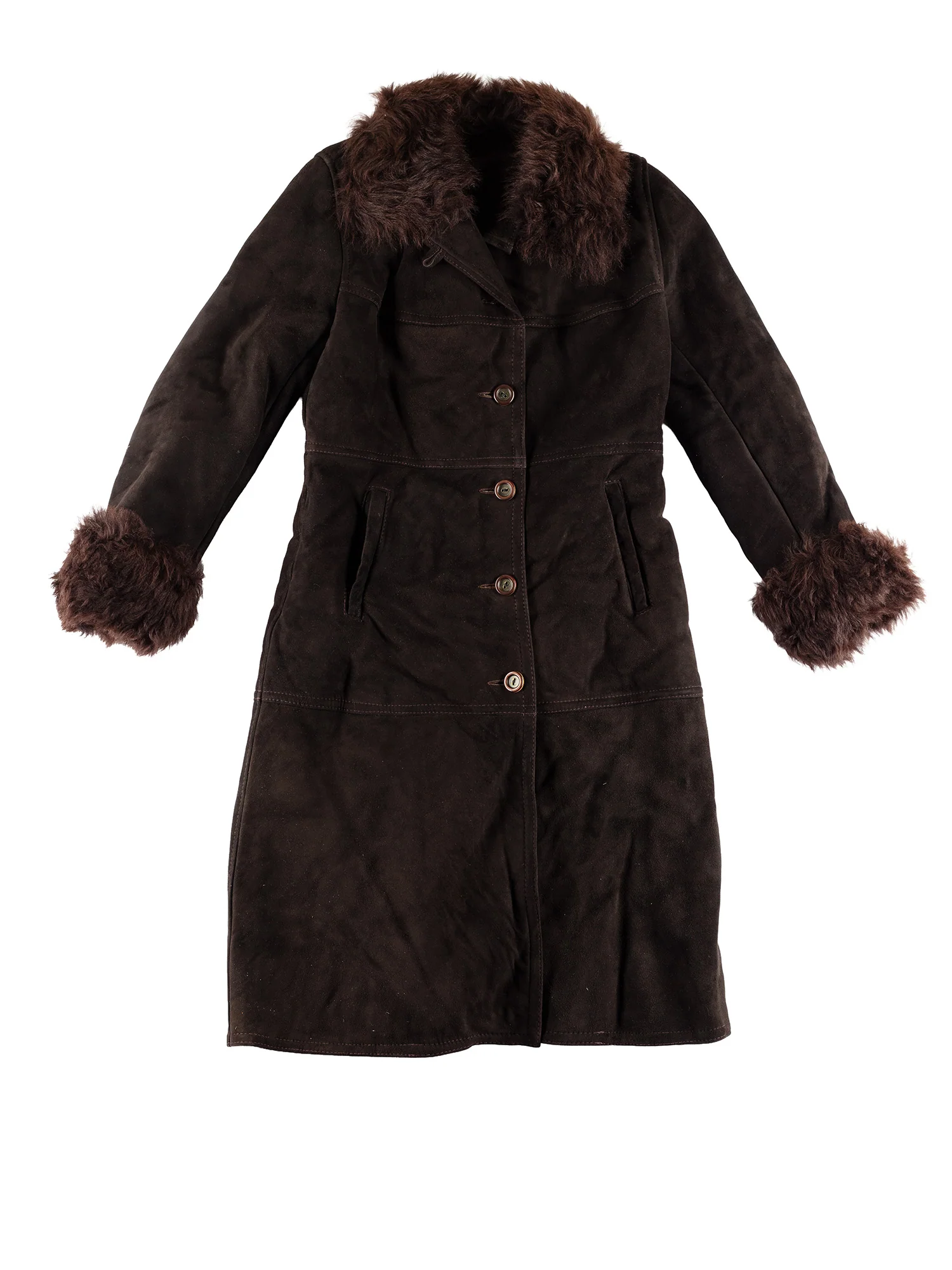 Vintage 70's Women Sheepskin Coat in Brown by Northern Grip