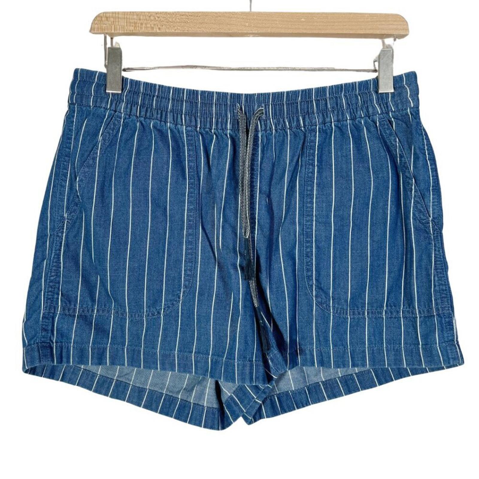 J Crew Women's Seaside Shorts Blue and White Striped Drawstring Size S by Hot Girl Secondhand