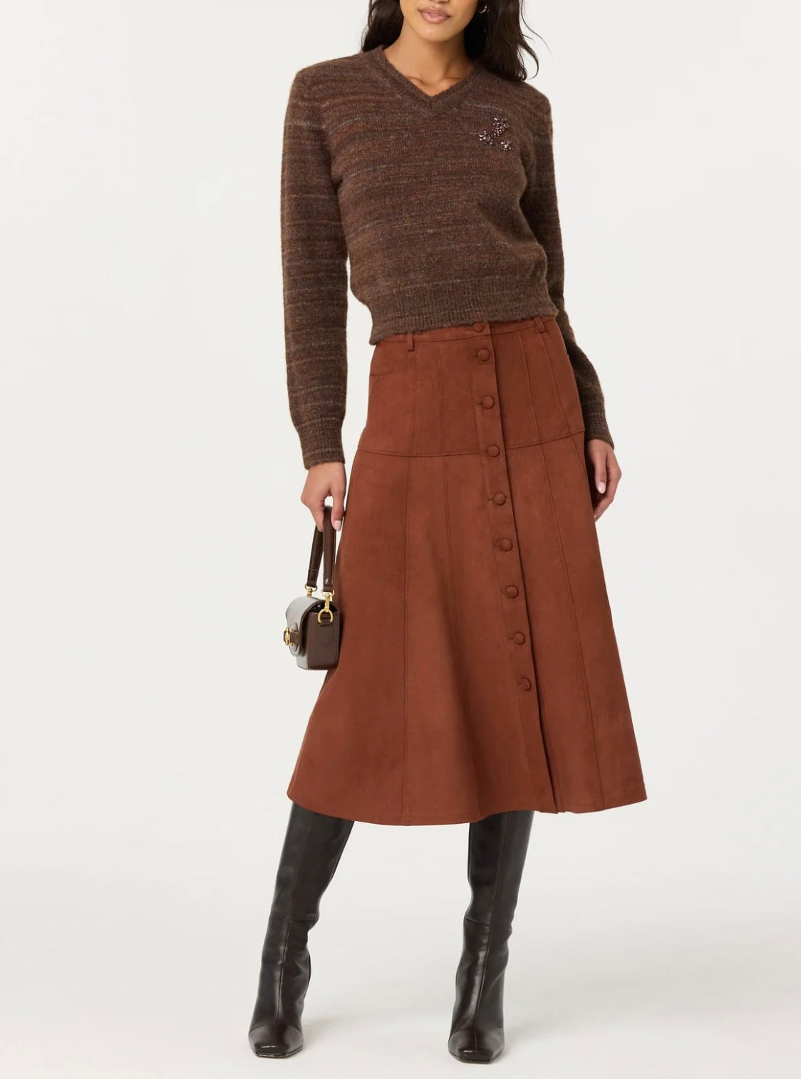 ASTR the Label Dasia Embellished V-neck Sweater by Sierra Deene