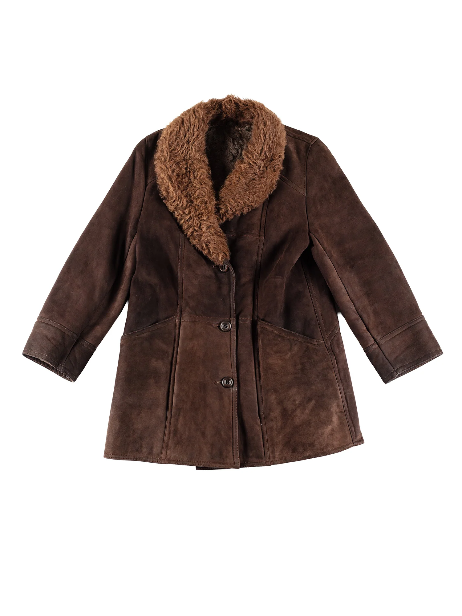 Vintage 70's Women Penny Lane Sheepskin Coat in Brown by Northern Grip
