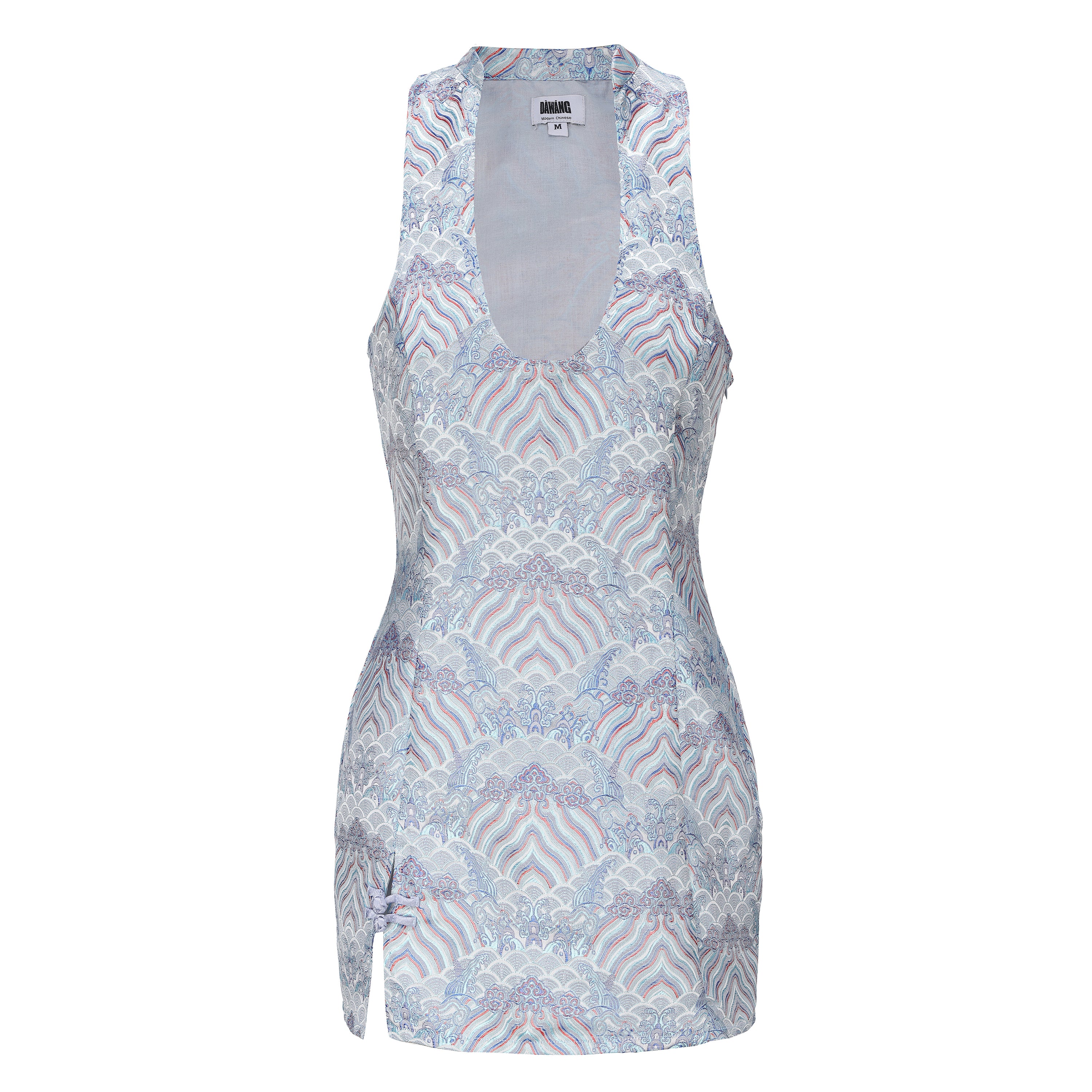 Hua Sleeveless Brocade Mini Dress Cloud Moire by DAWANG