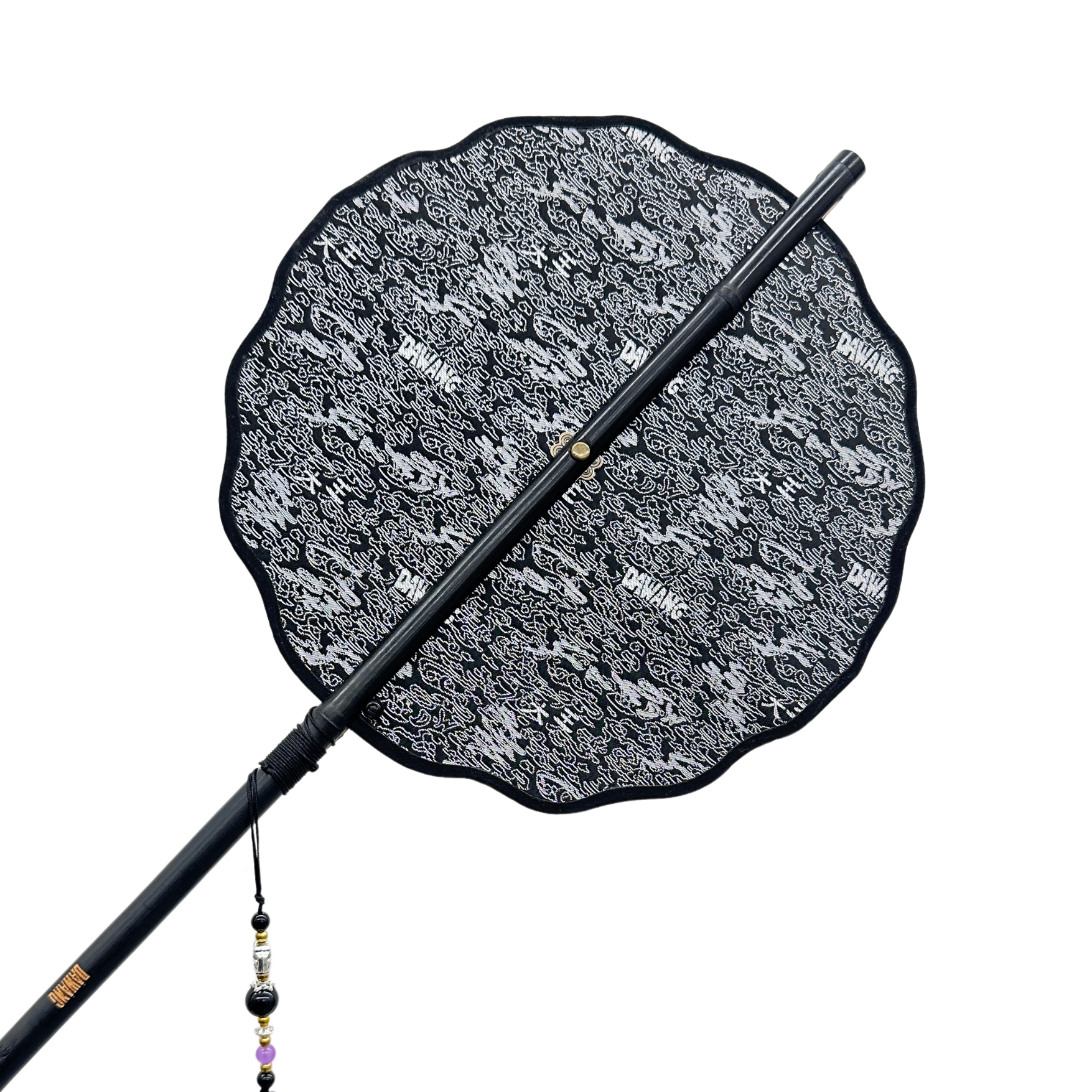 Huan Brocade Foldable Fan Silver by DAWANG