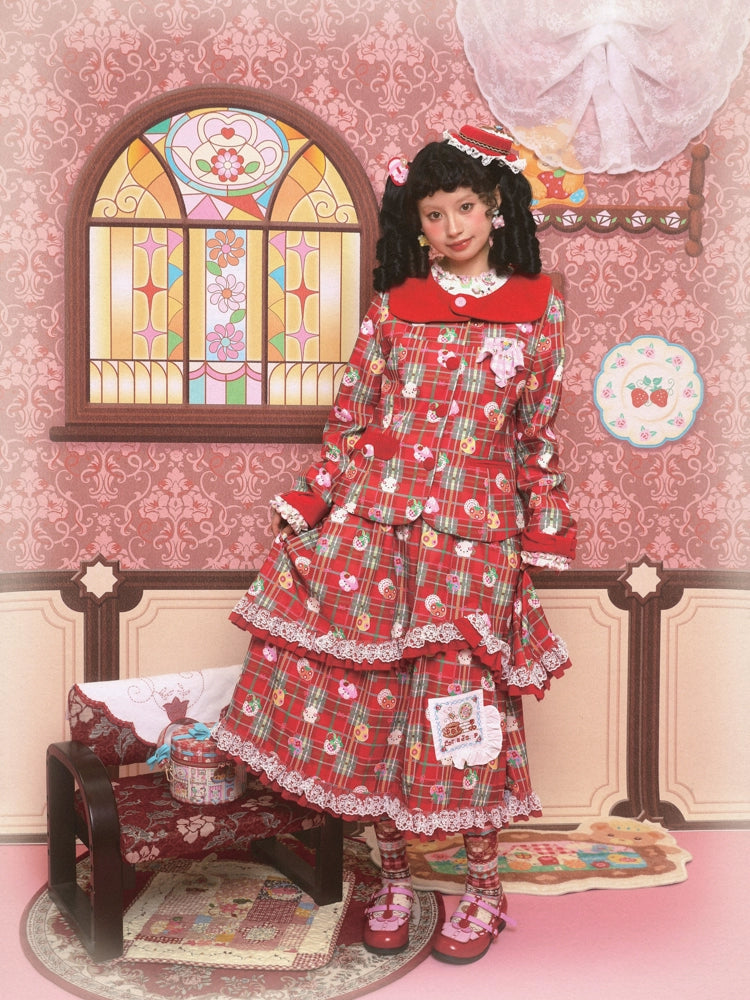 Harajuku Suit Red Suit Jacket Skirt Decora Kei Suit | Lutra Jump by Land Decora