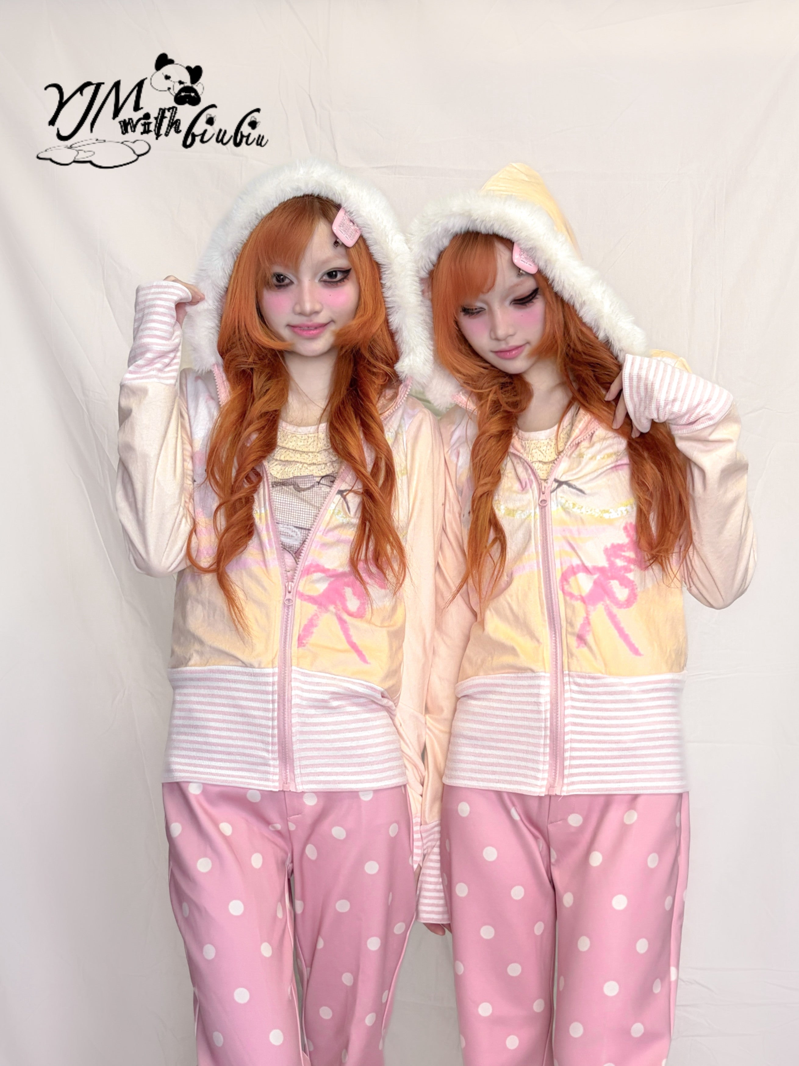Fuzzy Hooded Thin Fleece Jacket - YJM with biubiu by Land Decora