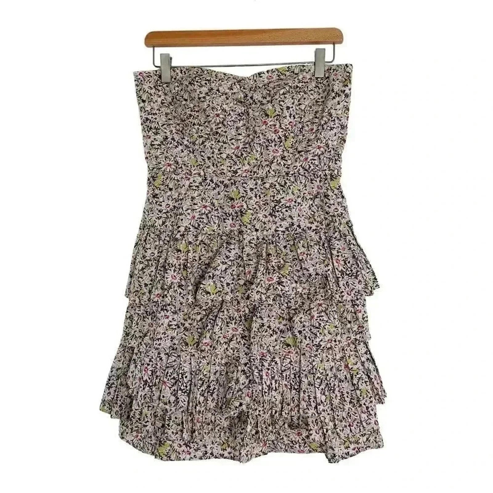 Y2K J Crew Strapless Ruffle Tiered Mini Dress Coquette Boho Chic Women by Hot Girl Secondhand