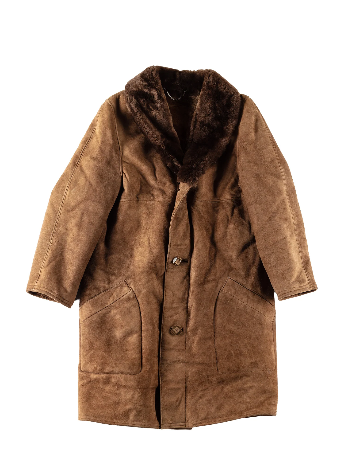Vintage 70's Men Sheepskin Coat in Brown by Northern Grip