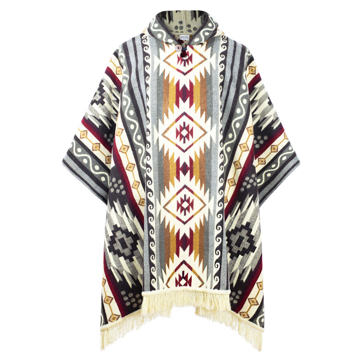 Yambaca - Baby Alpaca wool Unisex Hooded Poncho Pullover S-XXL - gray by ECUALAMA