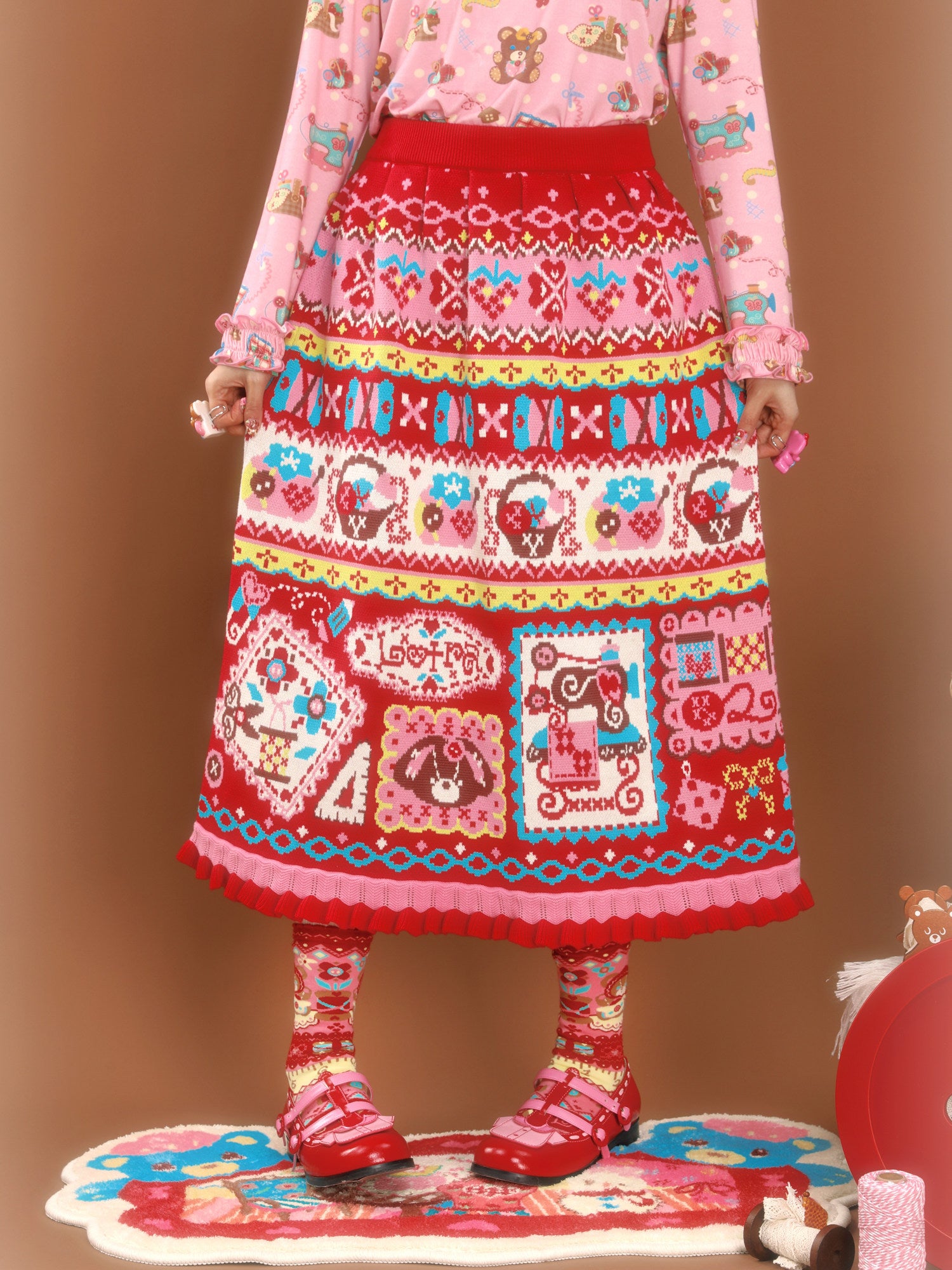 Decora Kei Jacquard Knit Skirt - LutraJump by Land Decora