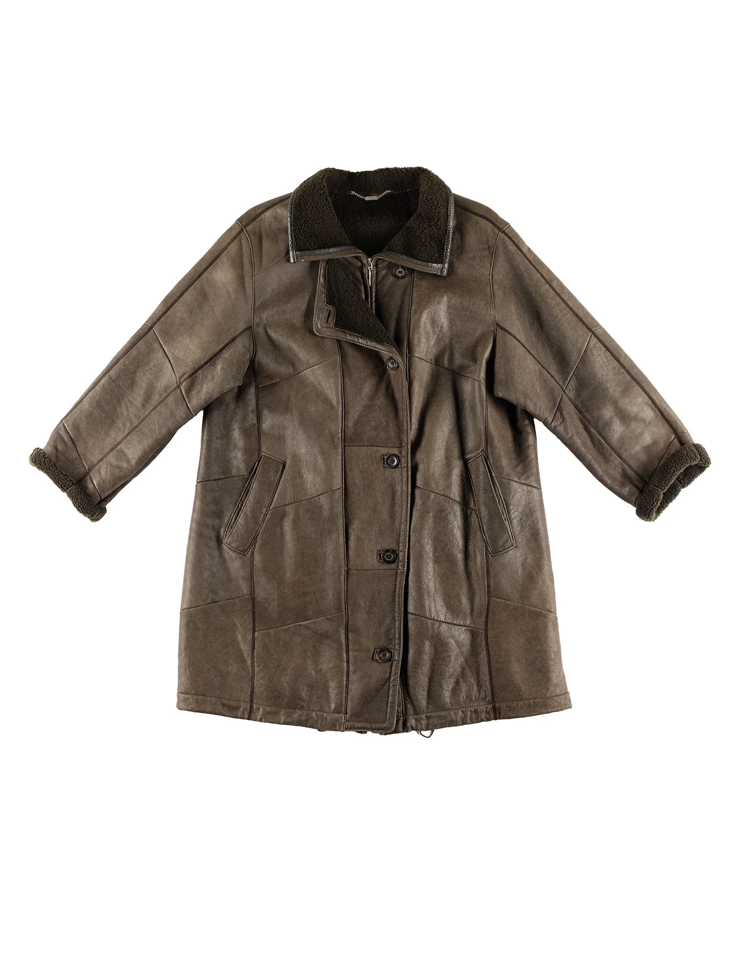 Vintage 80's Women Sheepskin Coat in Moss Green by Northern Grip