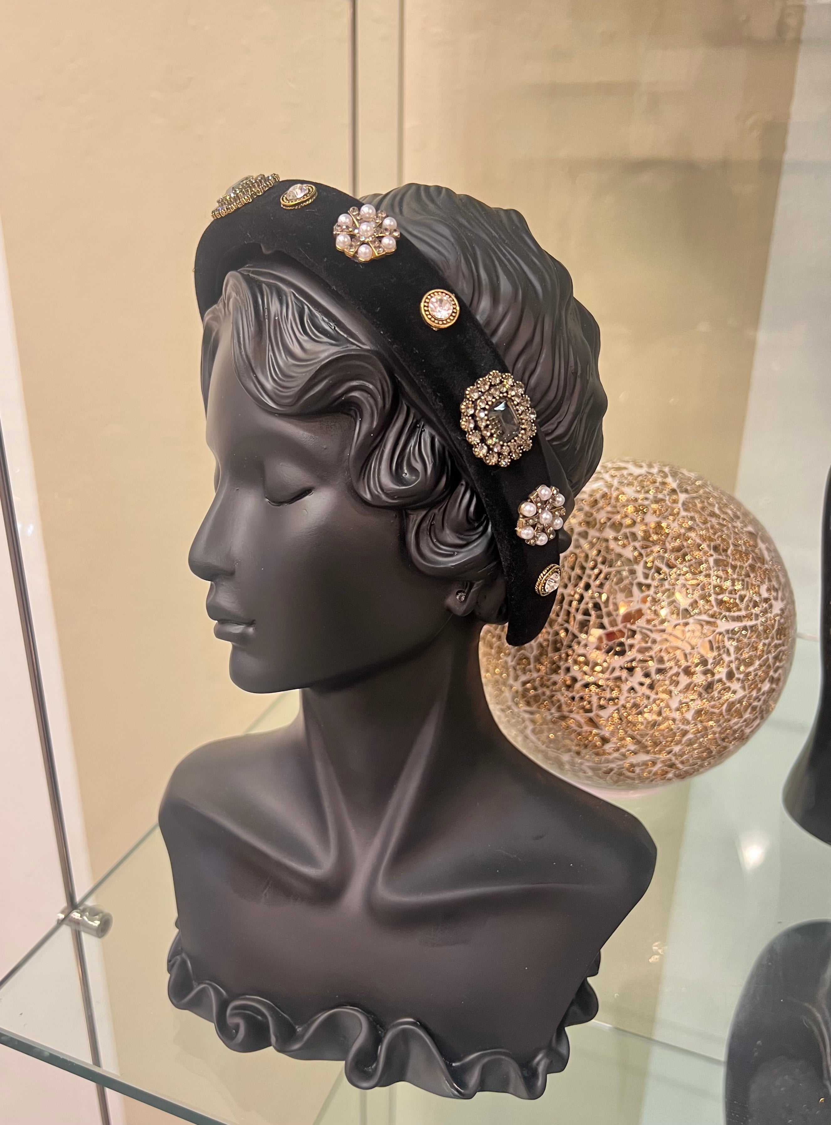 Isabella Black Velvet Princess Headband by Sierra Deene