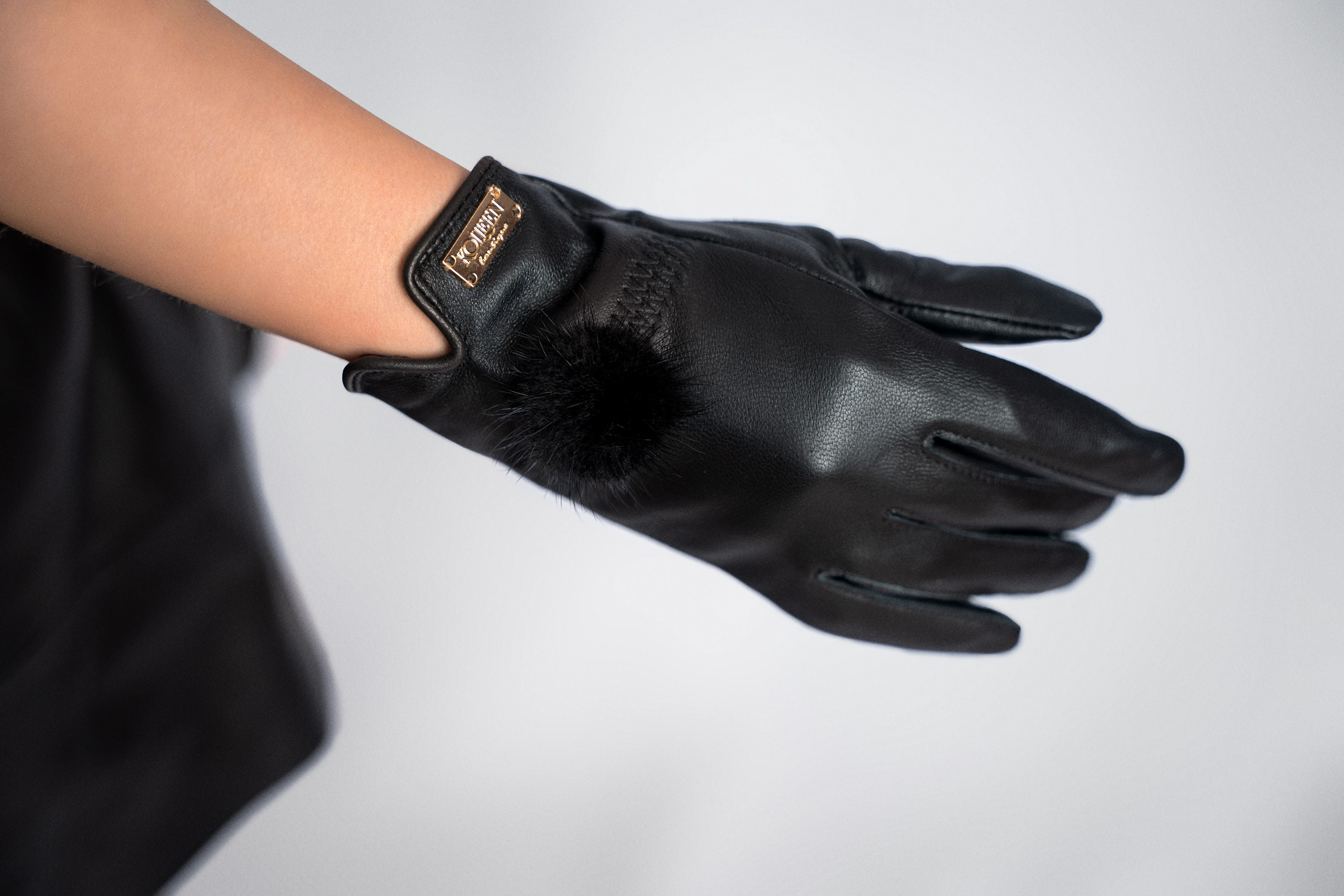 Black Leather Gloves - Luxury Handcrafted Elegance by Kolleen Boutique