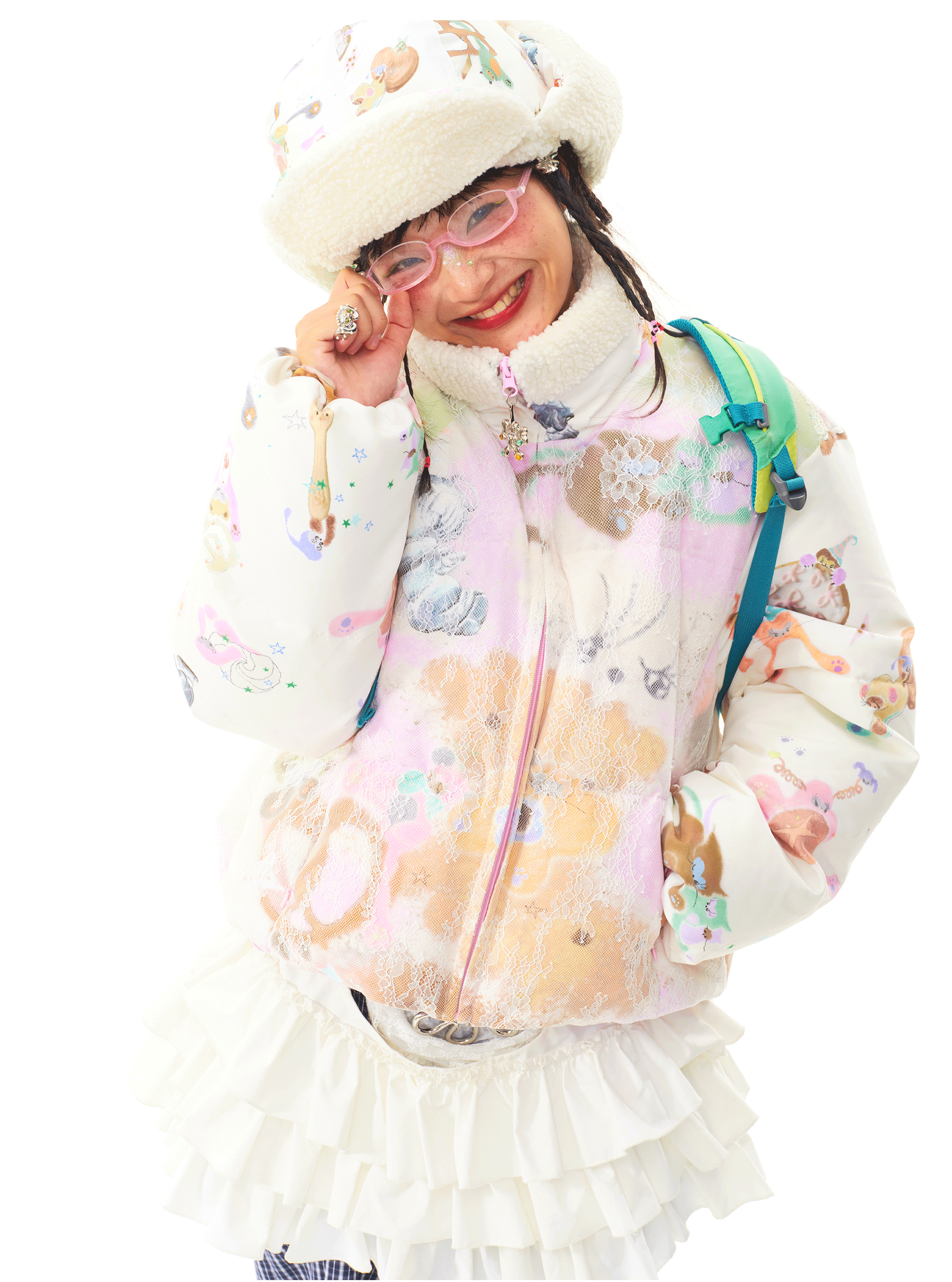 Cute Illustrated Down Jacket - sillysis by Land Decora