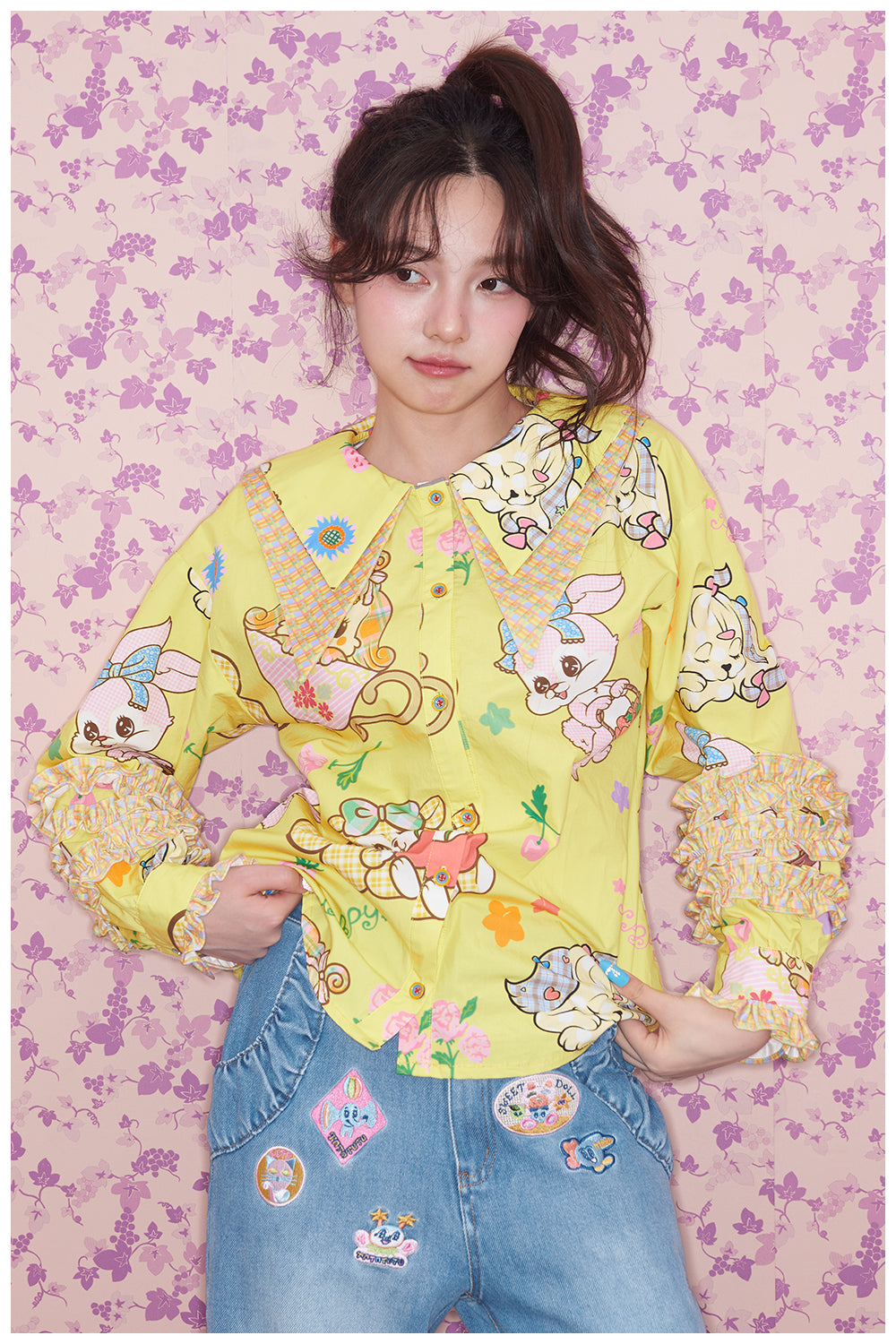 Kawaii Animal Print Ruffle Shirt - tntntutu by Land Decora