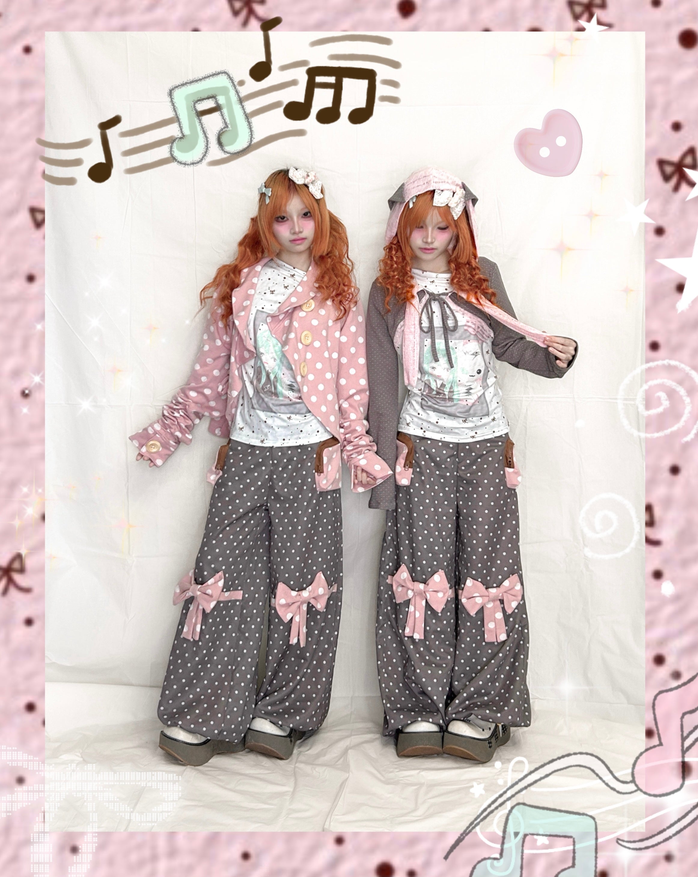 Polka Dot Bow Loose Trousers with Large Pockets - YJM with biubiu by Land Decora