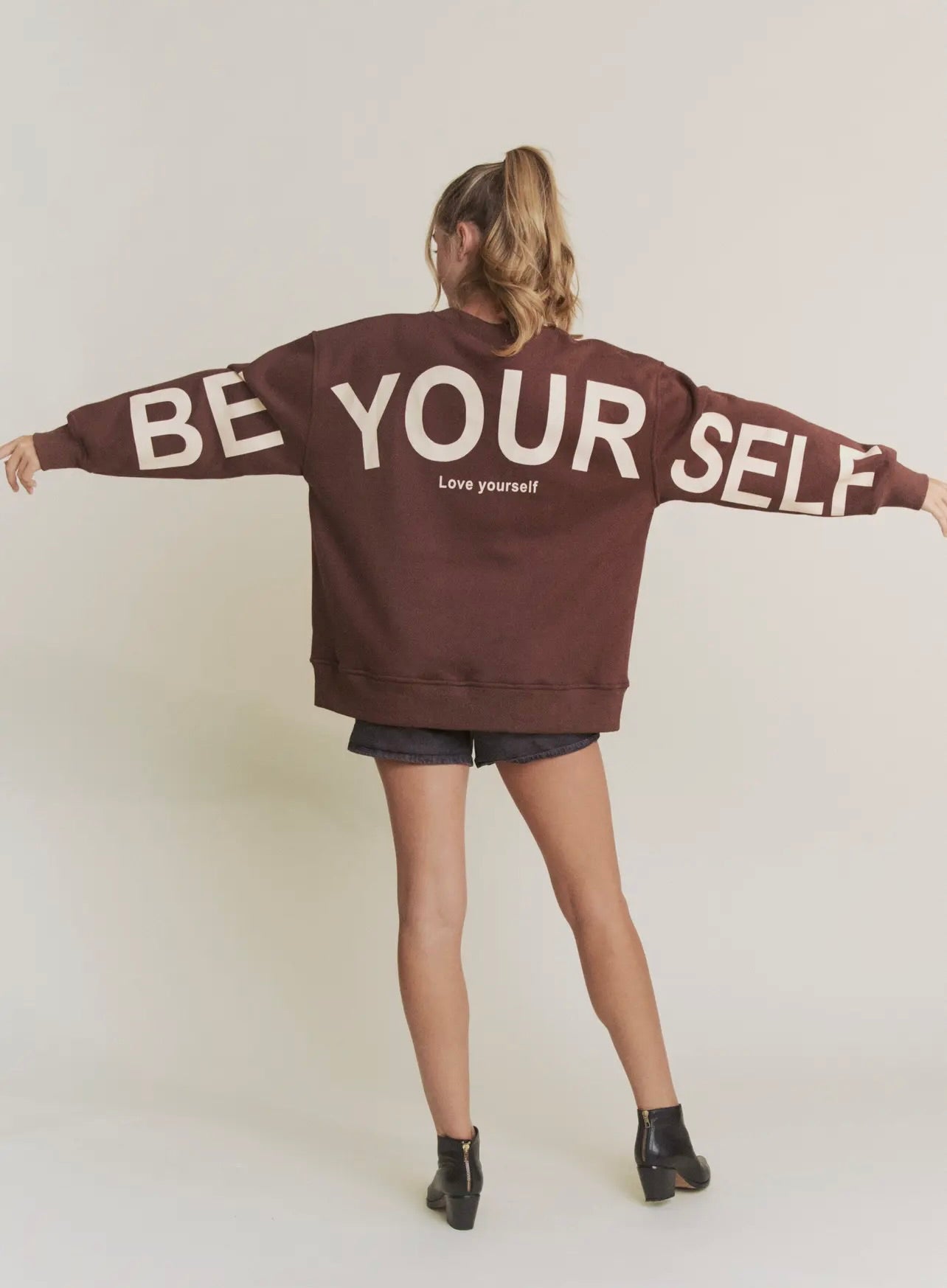 Be Your Self Oversized Sweatshirt - Brown by Sierra Deene