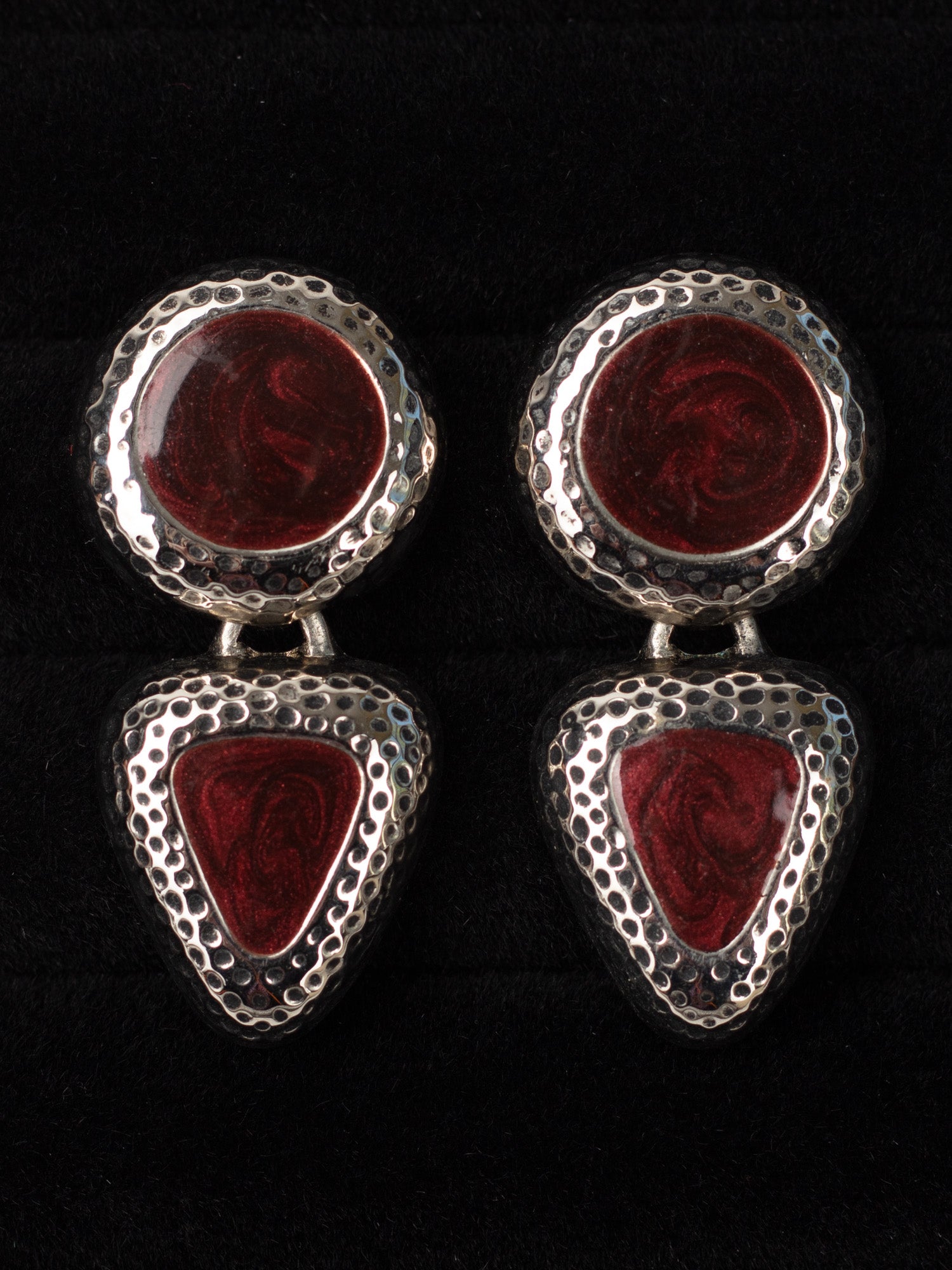 Vintage 80's Hammered Silver-Tone Drop Earrings by Northern Grip