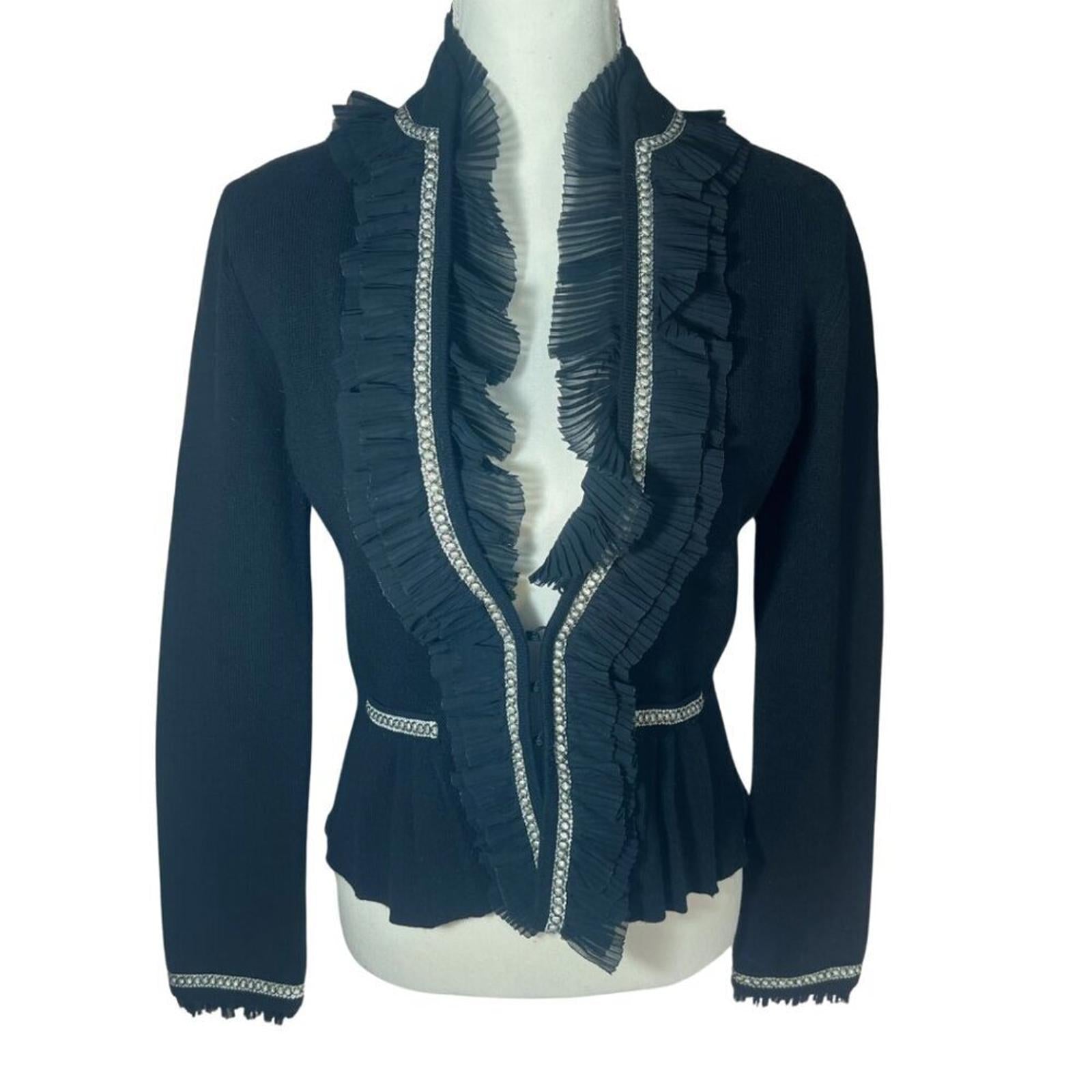 White House Black Market WHBM Black Ruffle Blazer Jacket Women's Size by Hot Girl Secondhand