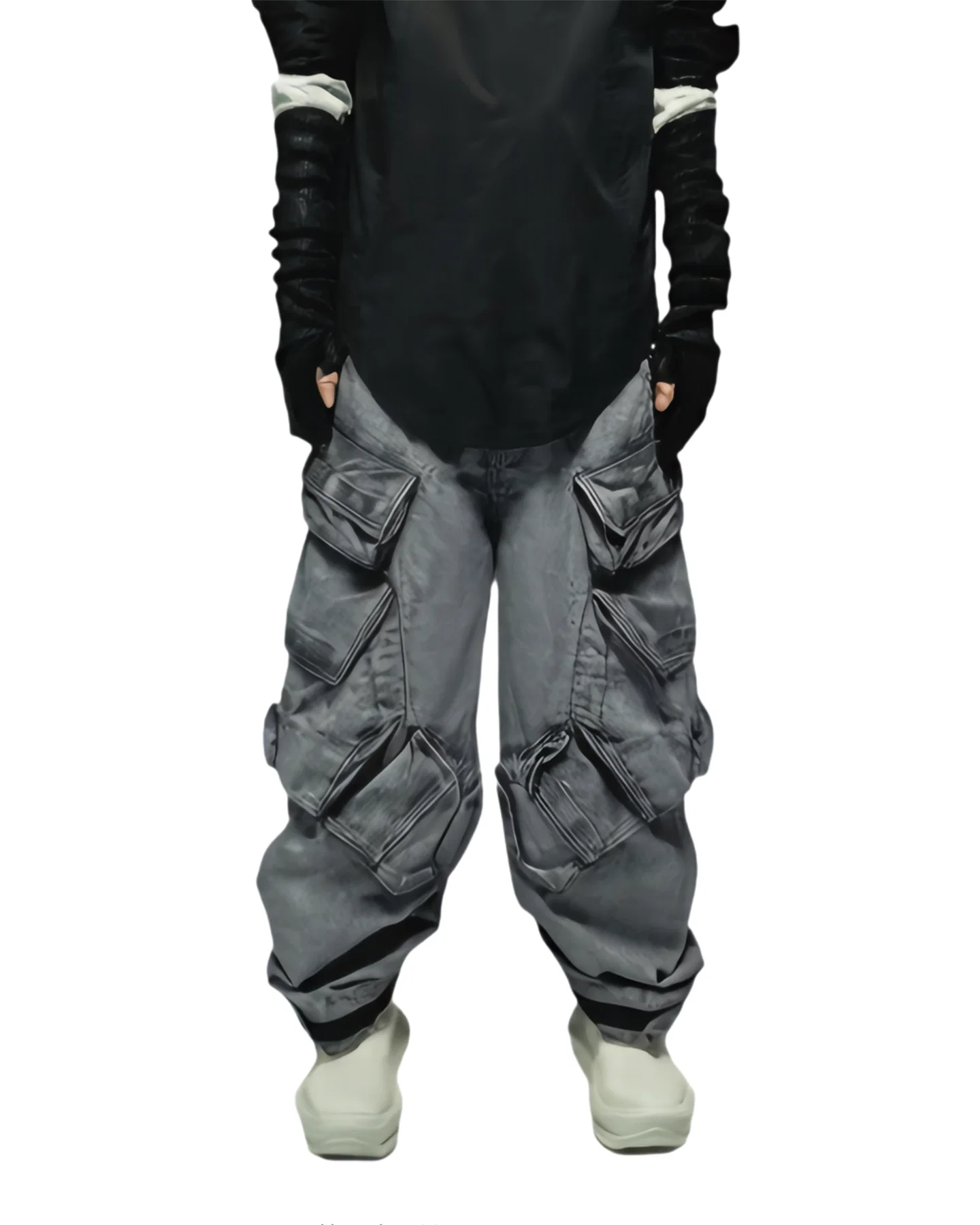 WASHED MULTI-POCKET CURVED CARGO PANTS by OFFCULTURE