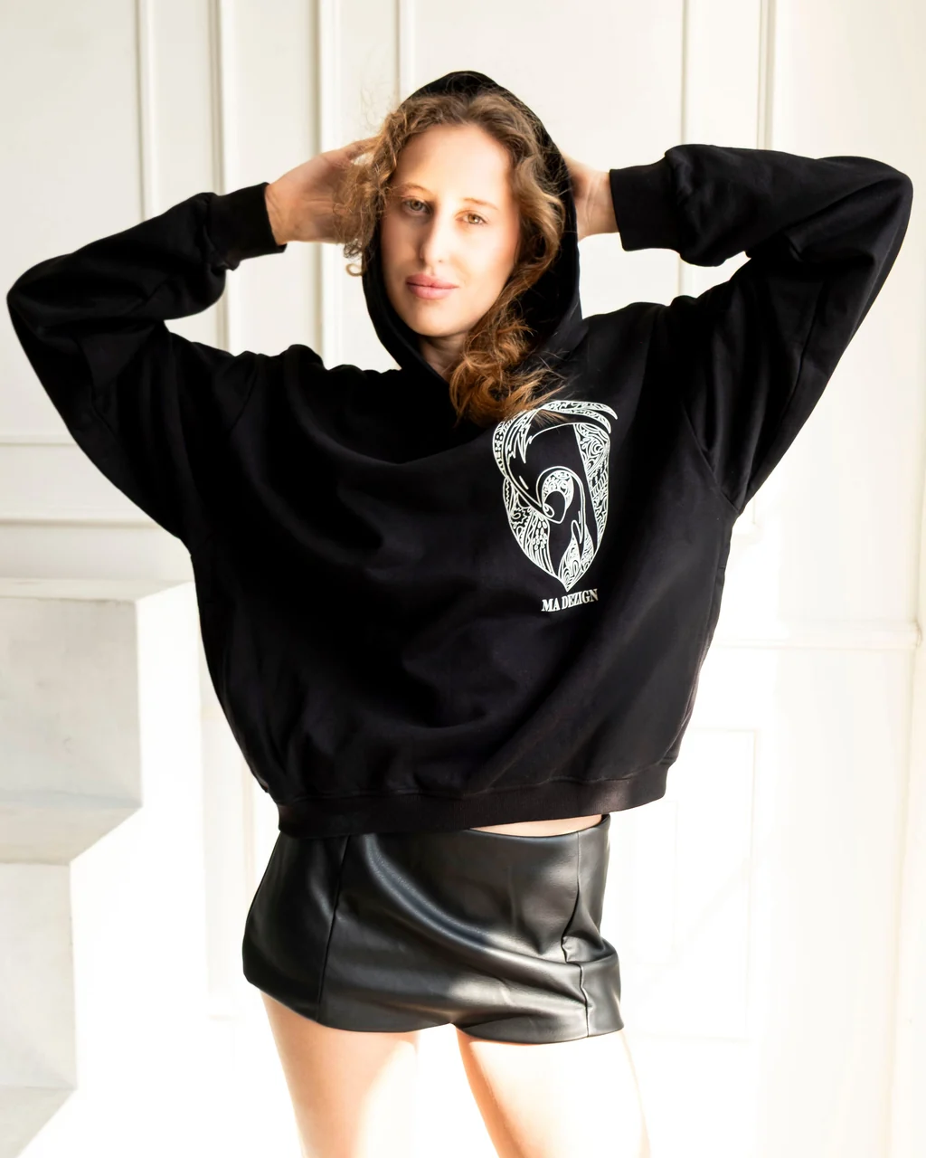 Miniature Birds Cropped Hoodie by MA DEZIGN