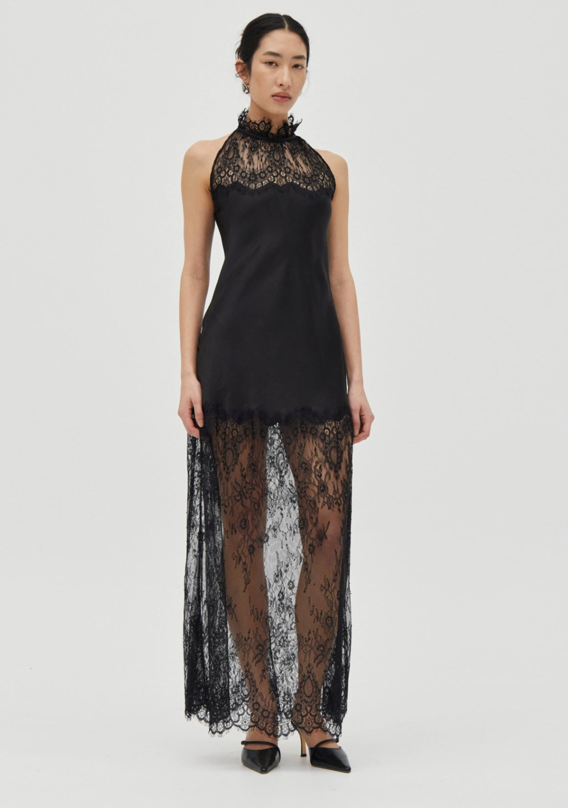THIRD FORM Poetry Lace Drawn In Maxi Dress in Smoke by Sierra Deene