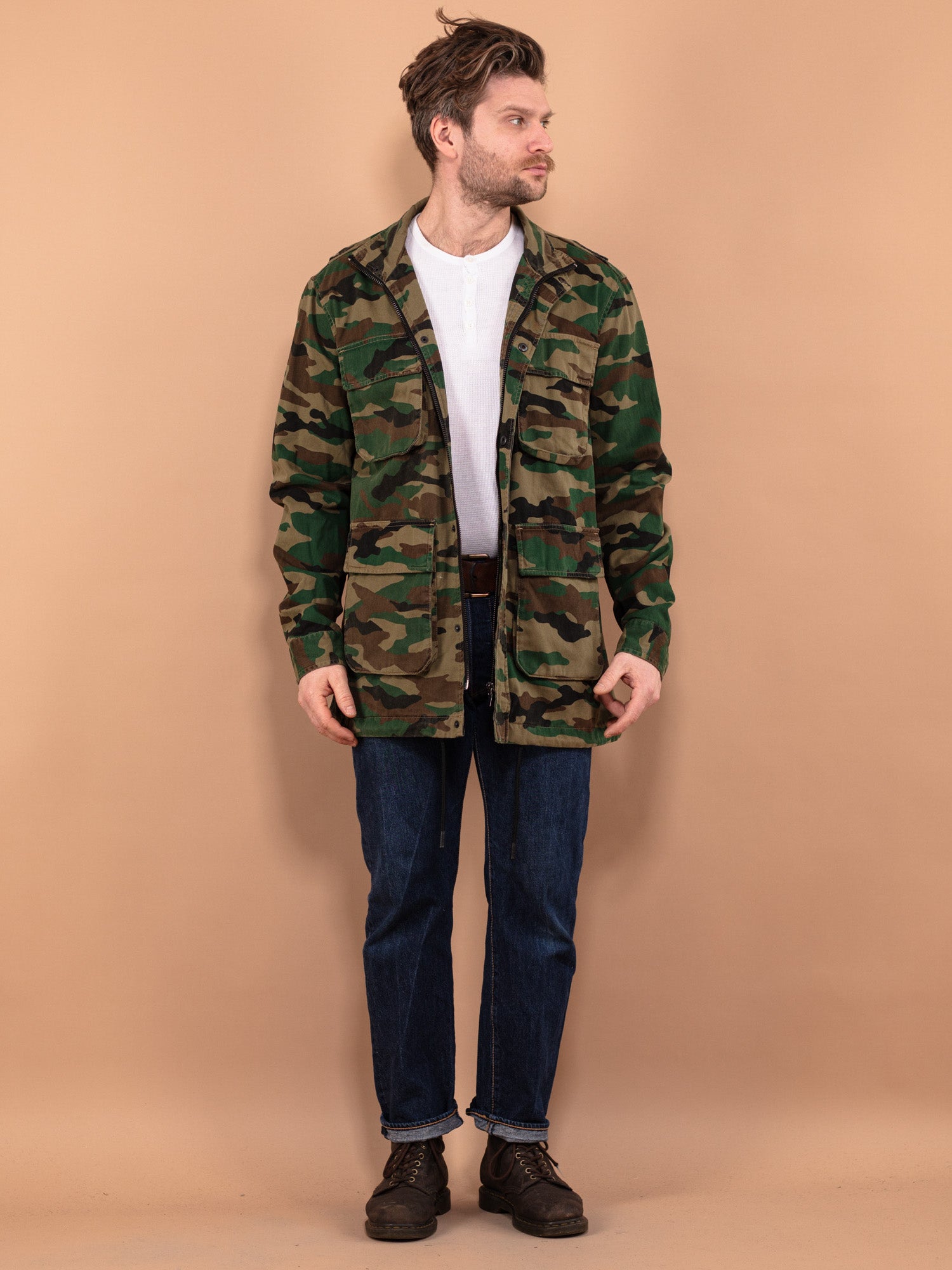 Vintage 00's Men Parka Jacket in Camo by Northern Grip