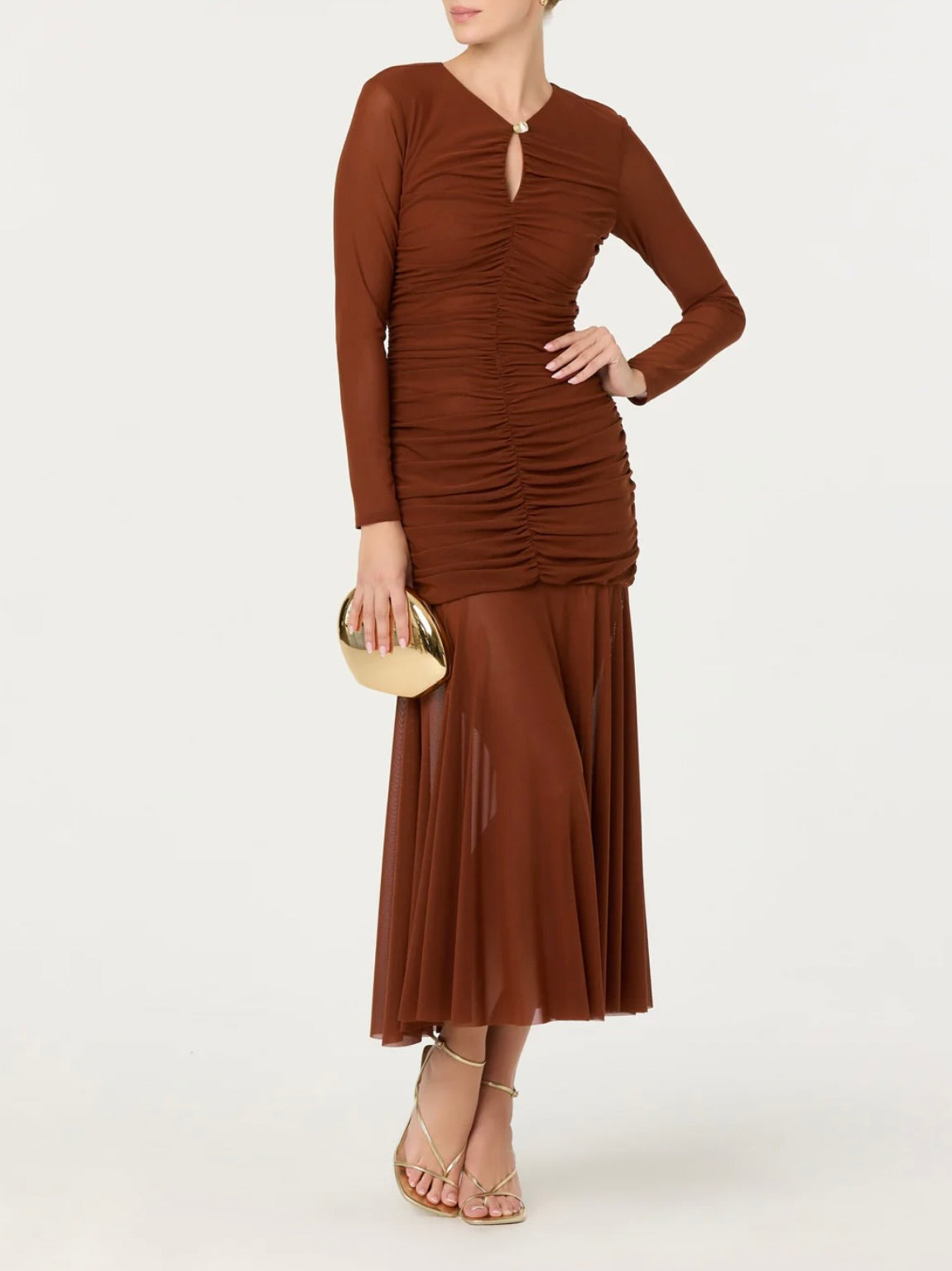 ASTR the Label Yasmine Ruched Long Sleeve Dress by Sierra Deene
