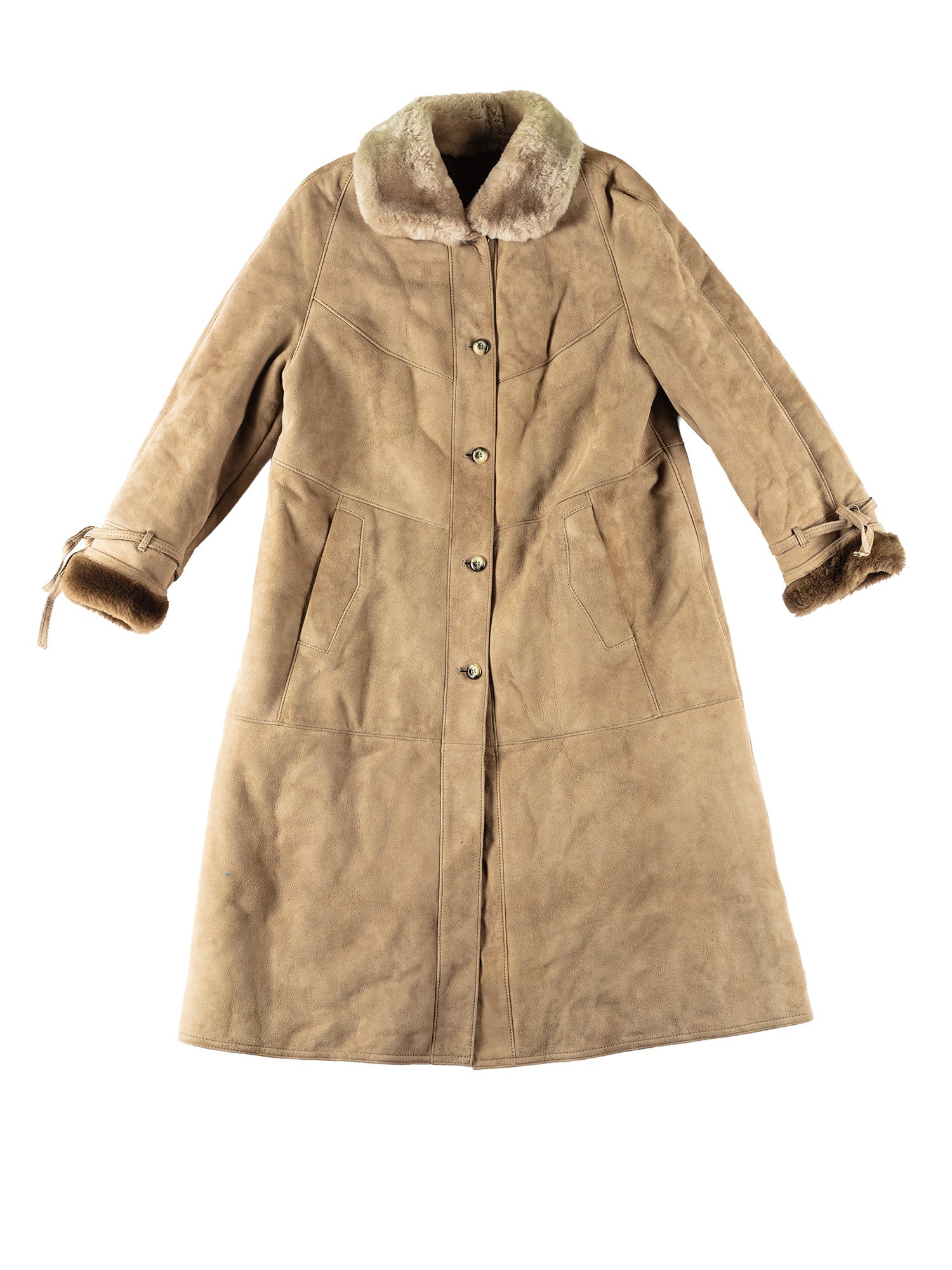 Vintage 80's Women Sheepskin Coat in Beige by Northern Grip