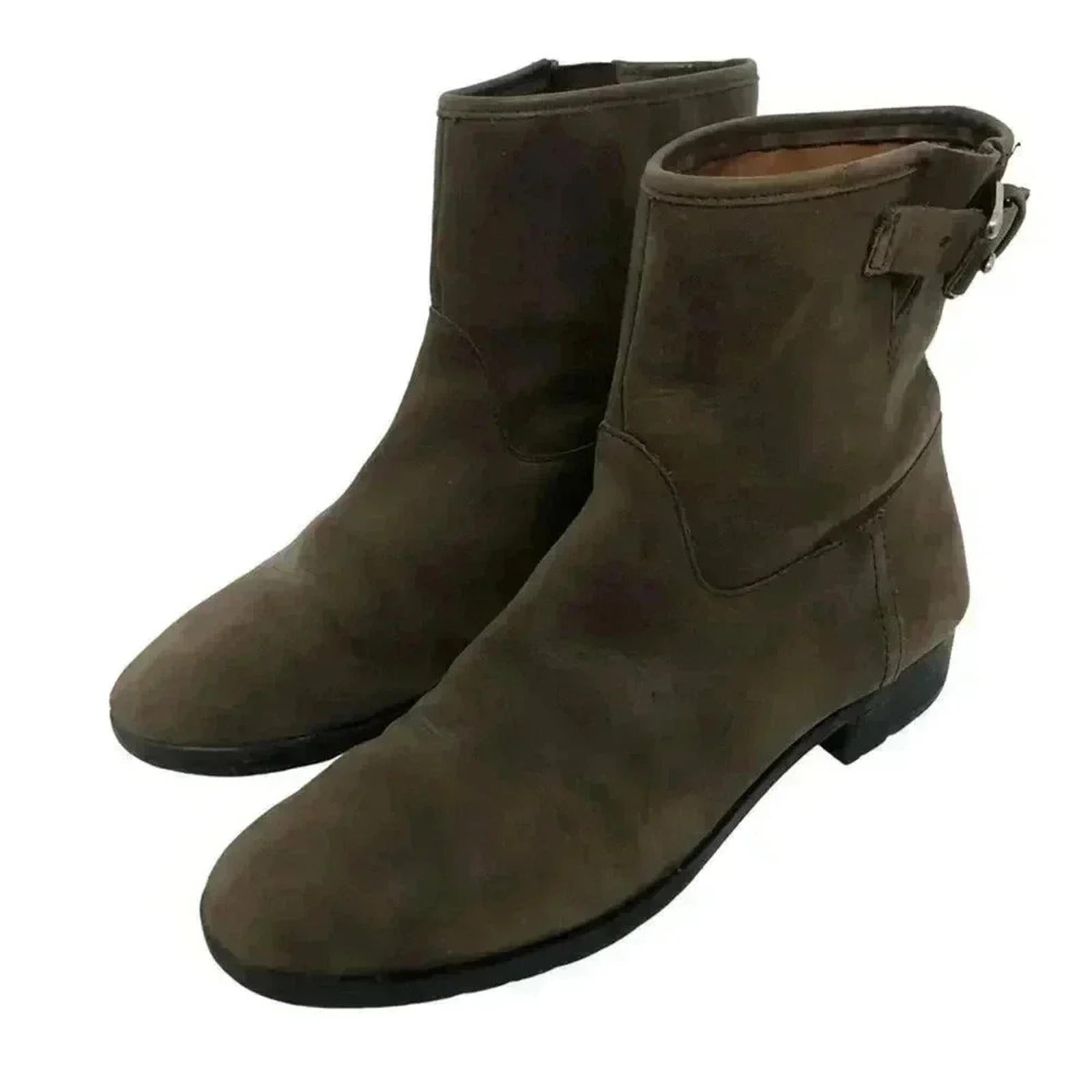 GAP Distressed Leather Mushroom Brown Leather Booties Buckle Moto Boot by Hot Girl Secondhand