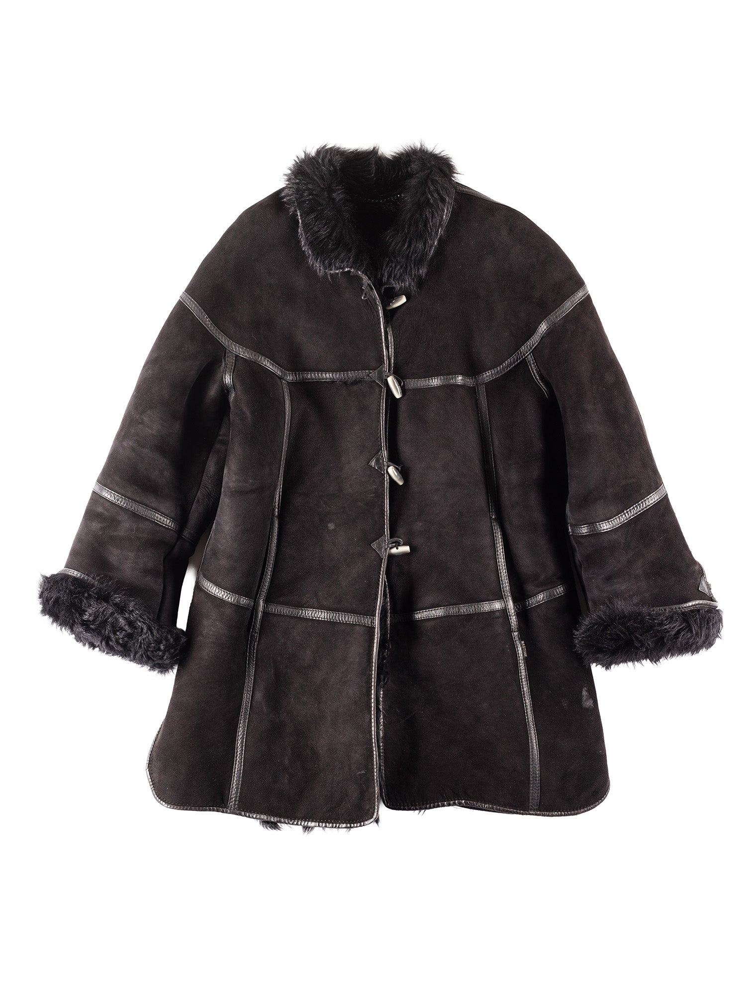 Vintage 00's Women Sheepskin Coat in Black by Northern Grip