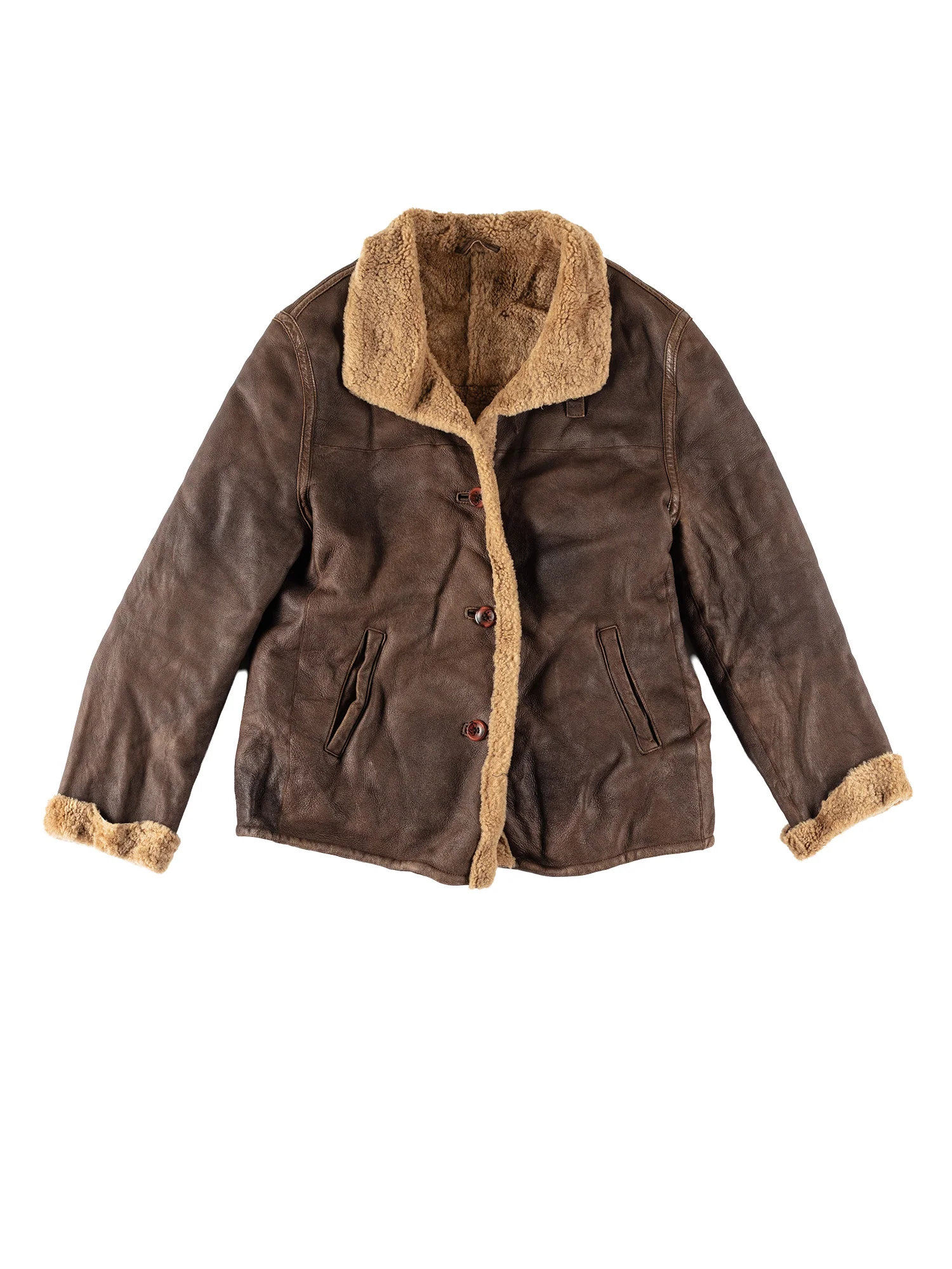 Vintage 80's Women Sheepskin Jacket in Brown by Northern Grip