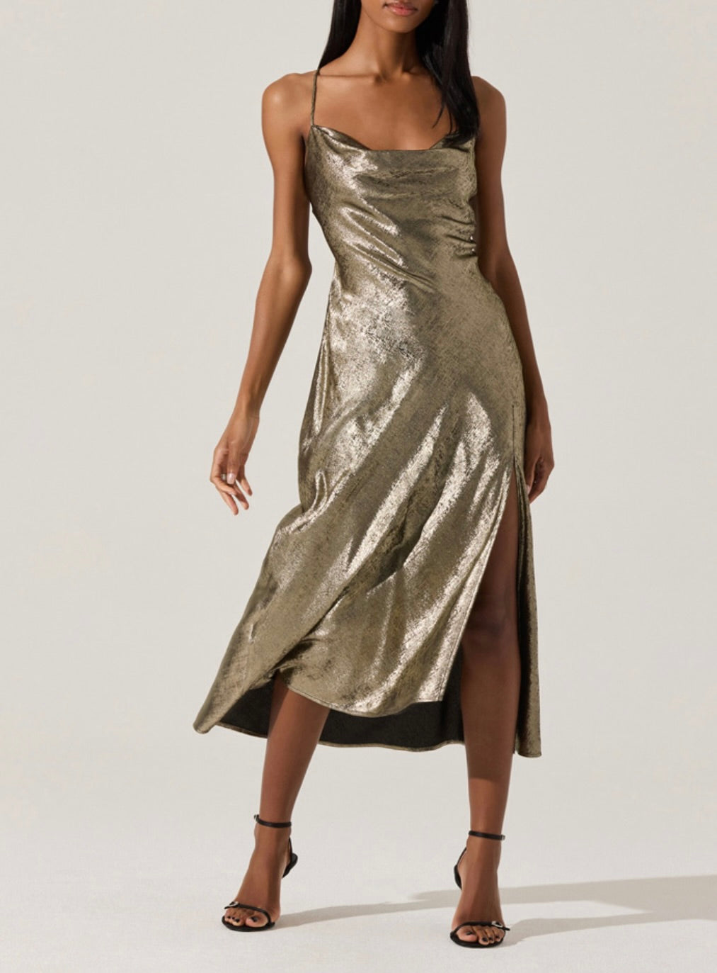 Gaia Midi Dress in Black Gold by Sierra Deene