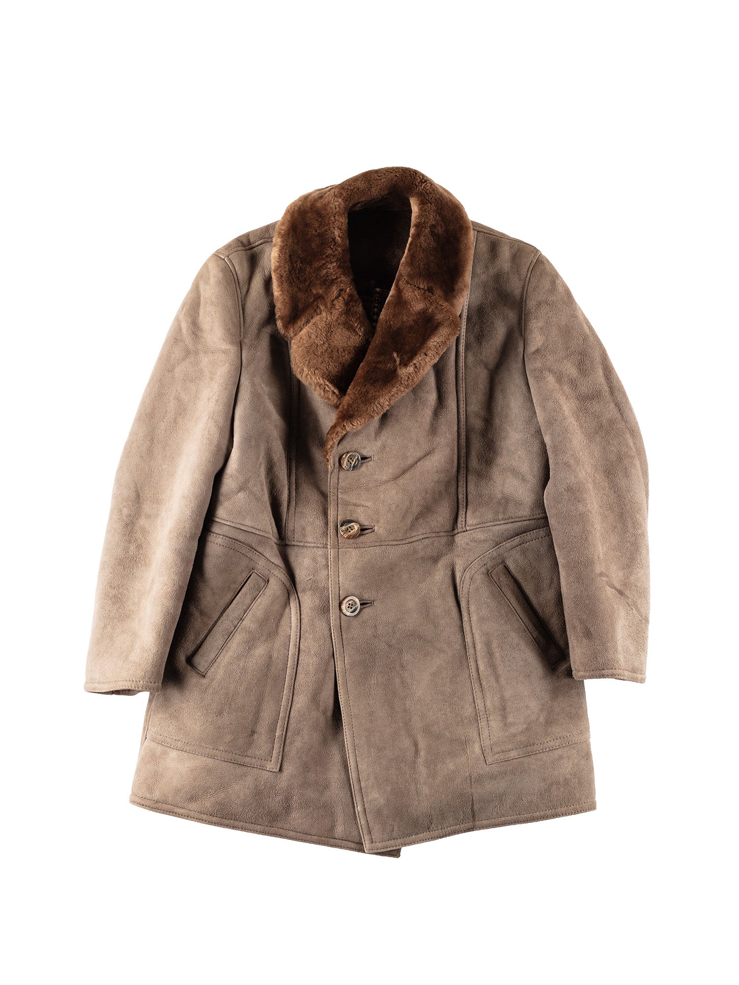 Vintage 80's Men Sheepskin Coat in Beige by Northern Grip