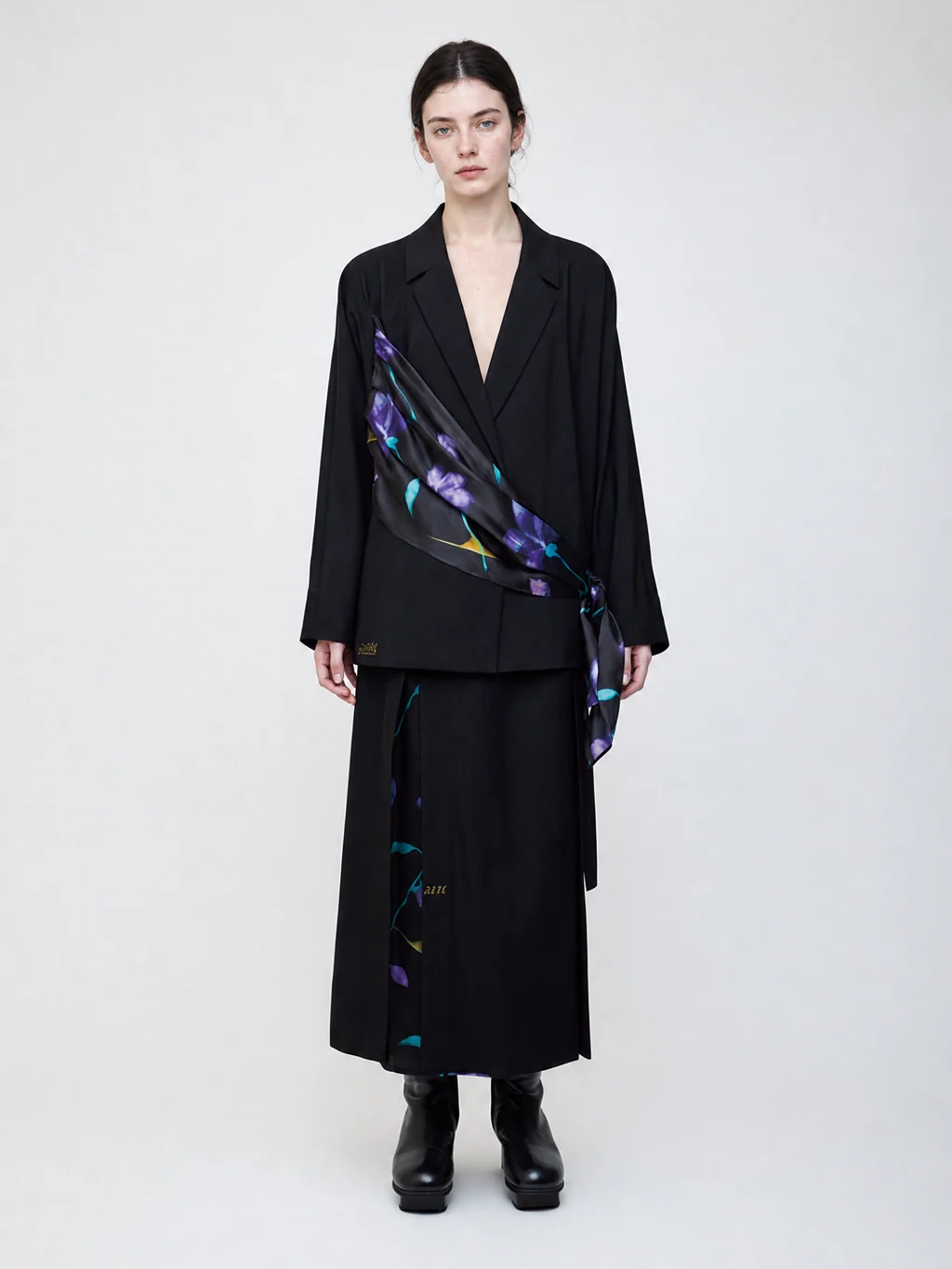 Nocturne bloom draped jacket -Purple- by ASATO