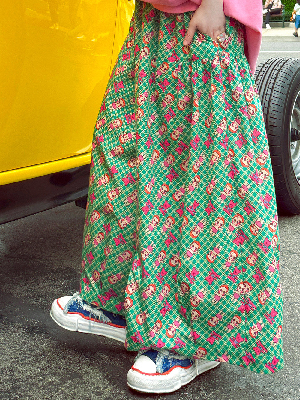 Green Wide-Leg Skort Pants - Made in ZZZ by Land Decora