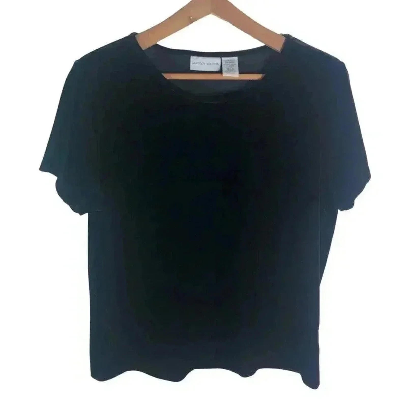 Vintage 90s Jaclyn Smith Black Velvet Crew Neck Tee Gothic Grunge Punk by Hot Girl Secondhand
