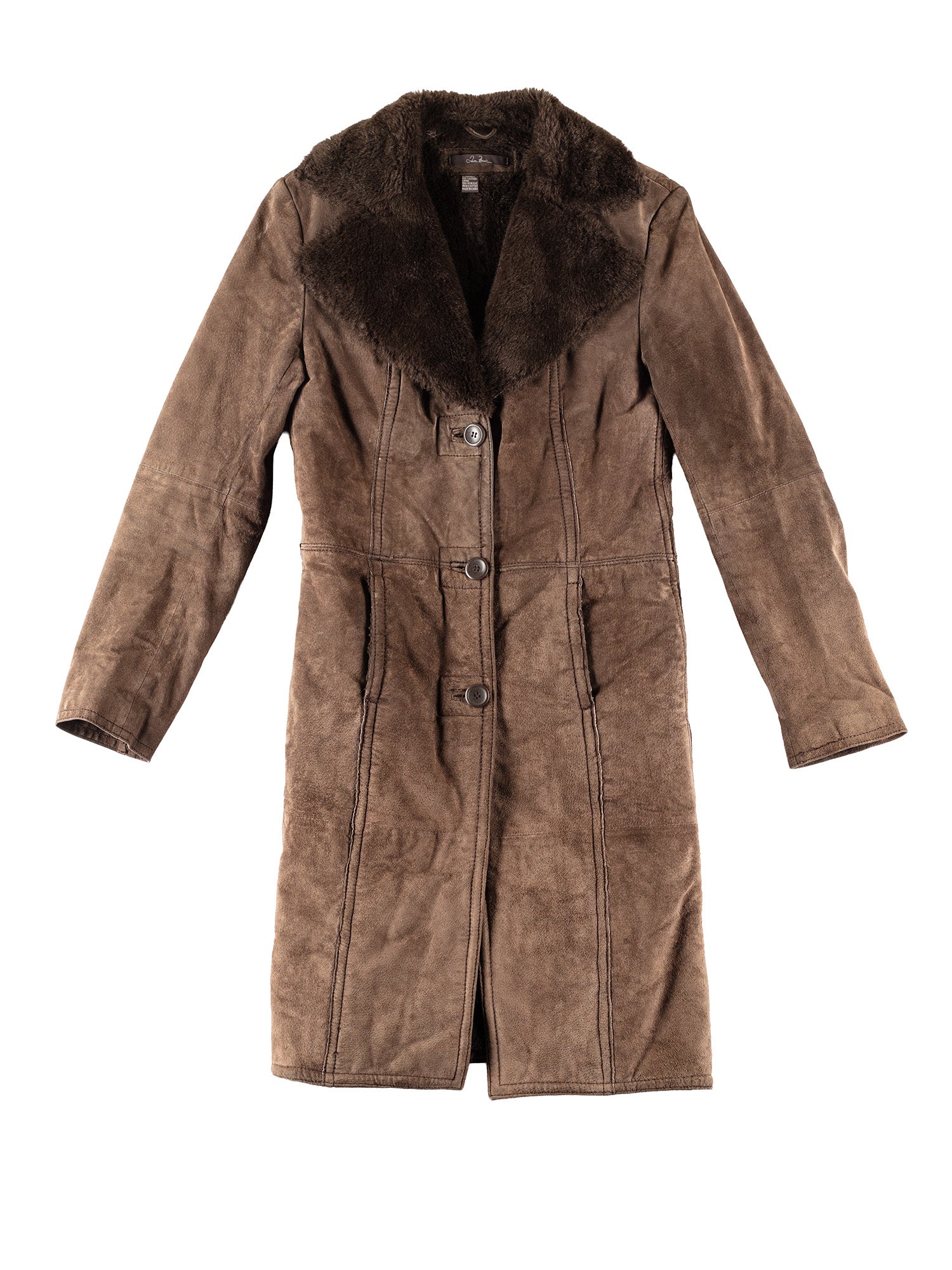 Vintage 70's Women Faux Sheepskin Coat in Brown by Northern Grip