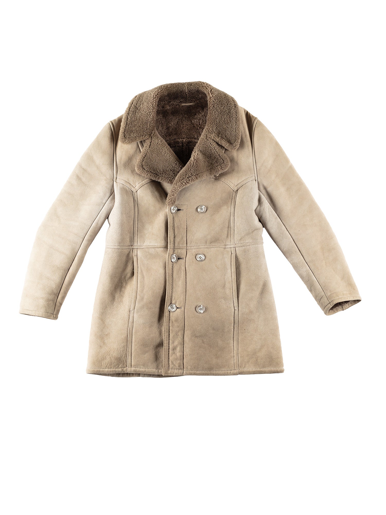 Vintage 80's Men Sheepskin Coat in Beige by Northern Grip