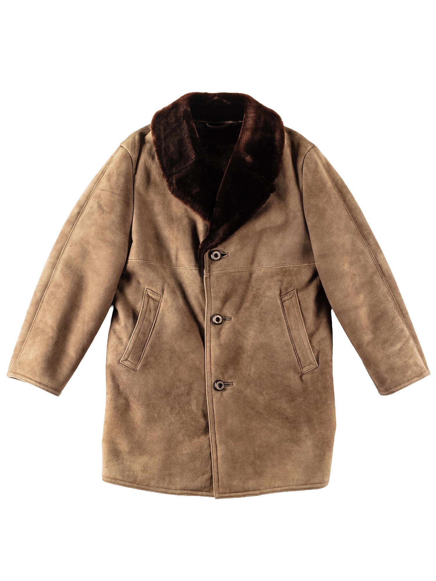 Vintage 80's Men Sheepskin Coat in Beige by Northern Grip